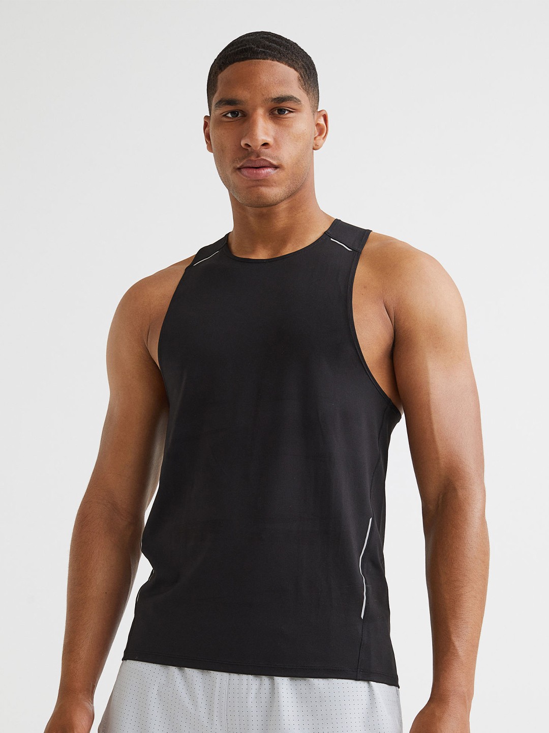 

H&M Men Black Regular Fit Running Vest Top