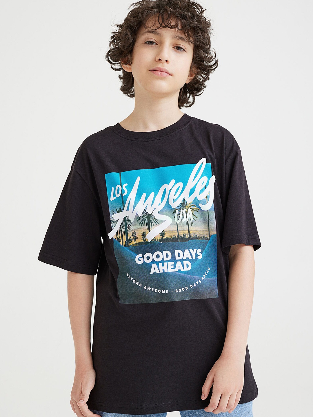 

H&M Boys Black Cotton T-shirt