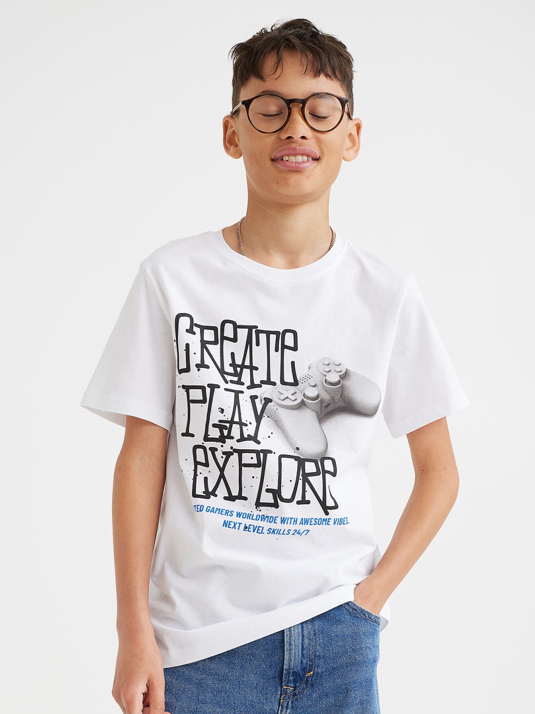 

H&M Boys 5-Pack Cotton T-Shirts, Black