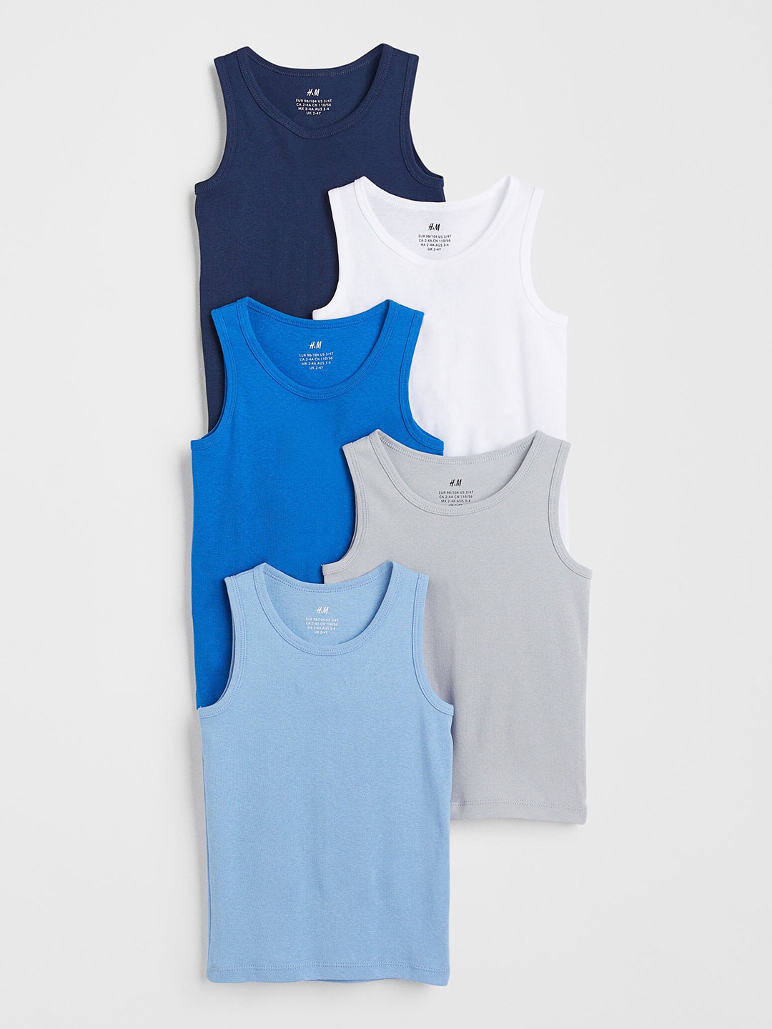 

H&M Boys 5-Pack Cotton Vest Tops, Blue