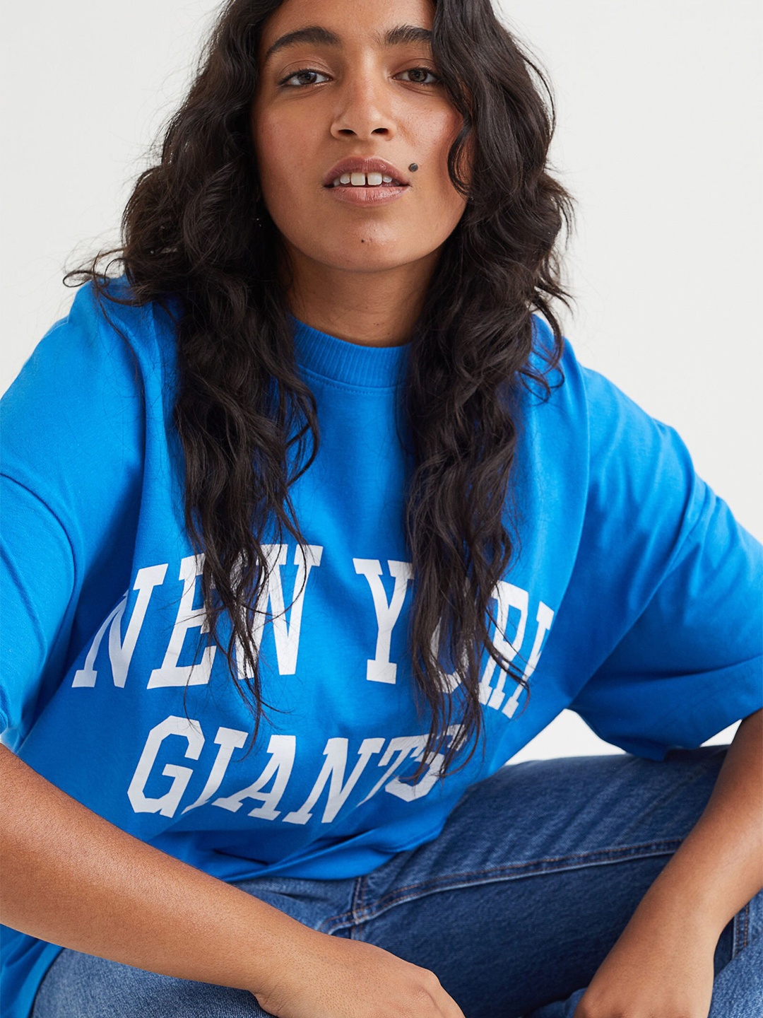 

H&M Women Blue Long Printed T-shirt