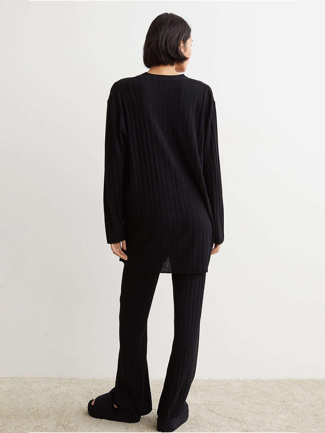 

H&M Women Black Solid Long Cardigan