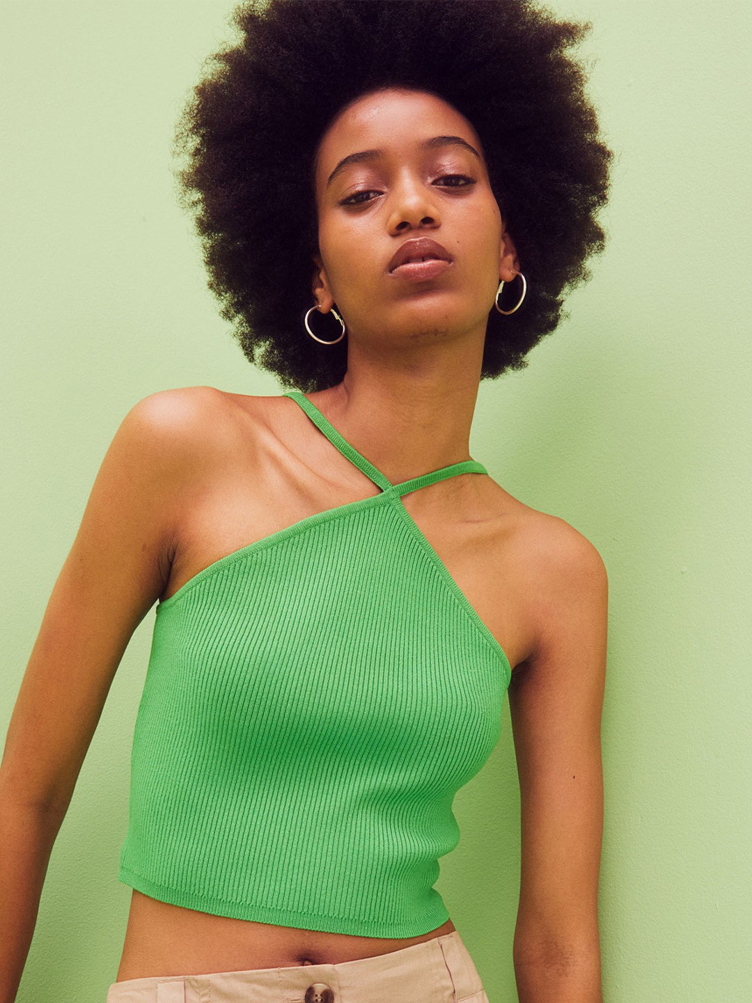 

H&M Women Green Ribbed Top