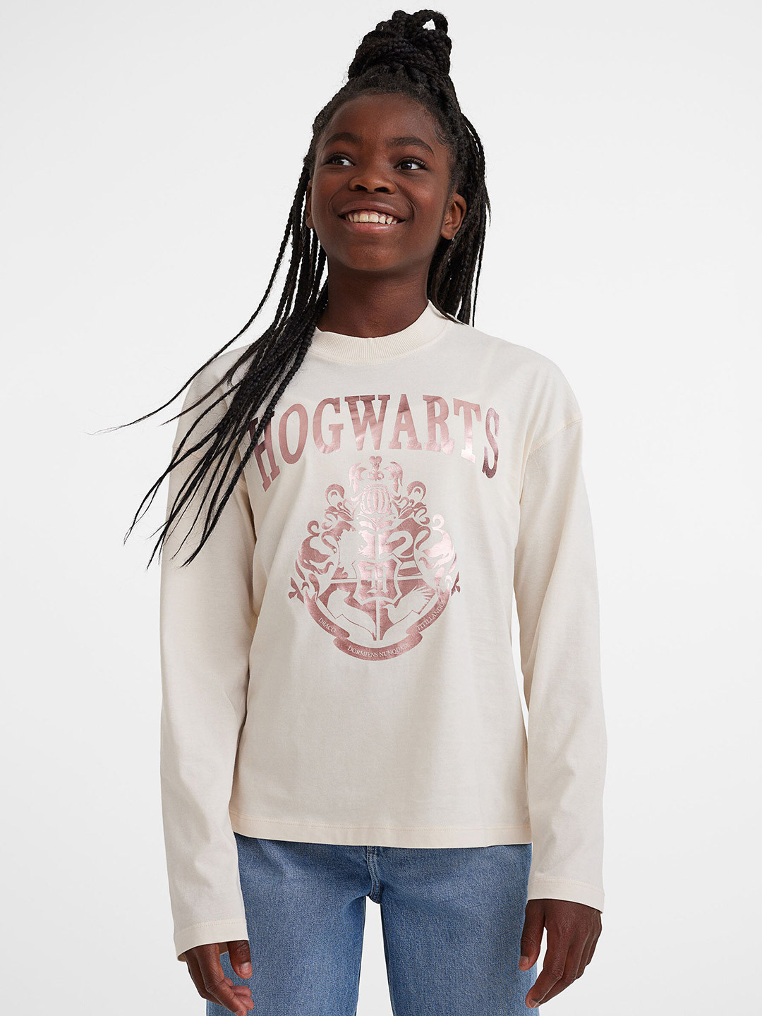 

H&M Girls Printed Cotton Jersey Top, White