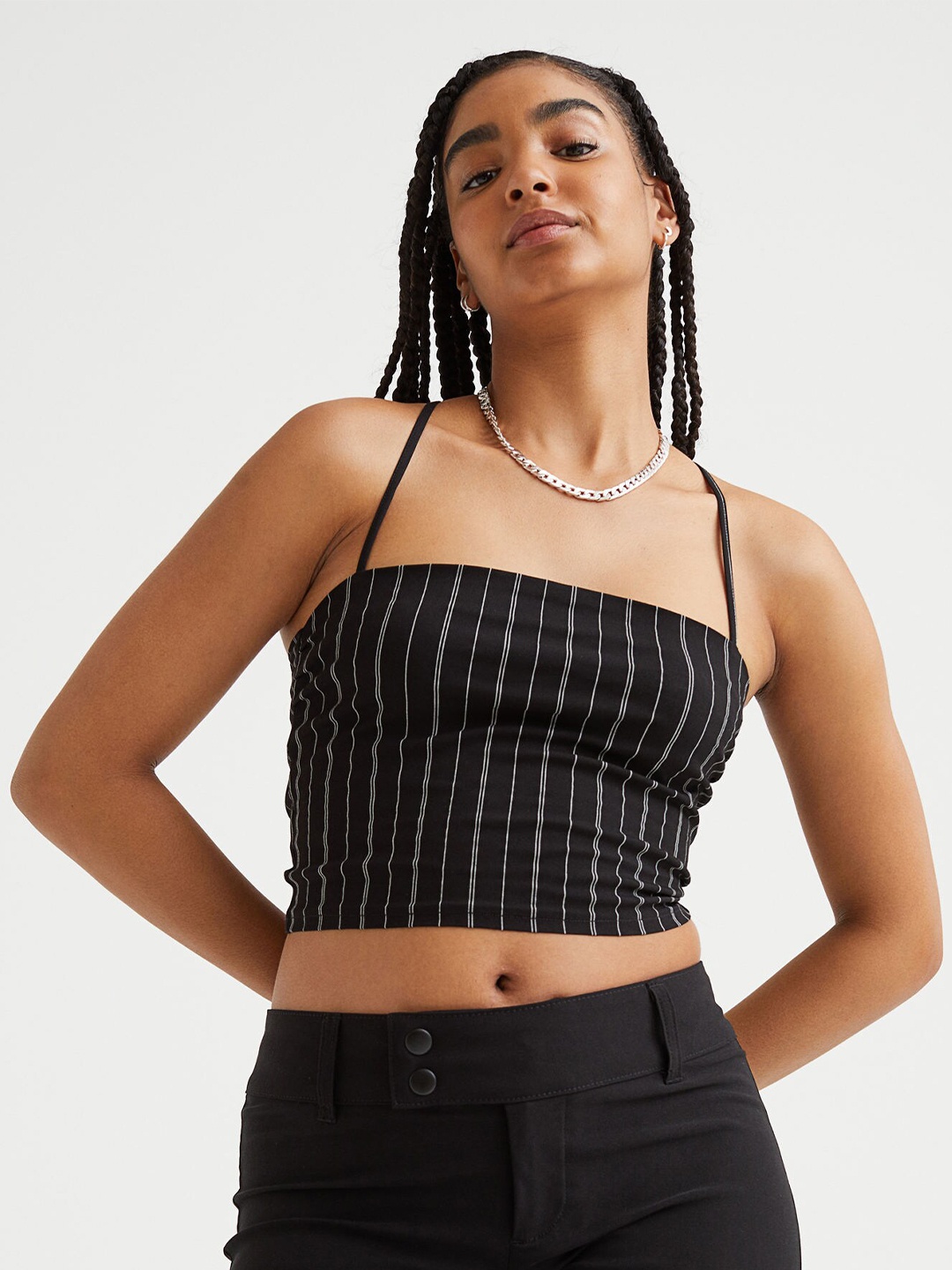 

H&M Women Black Cropped Bandeau Top