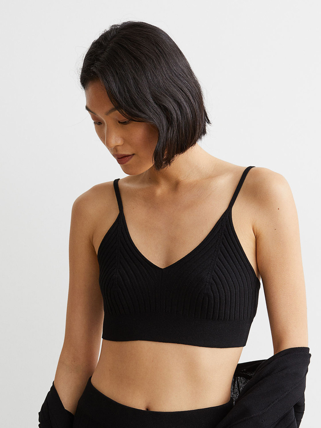 

H&M Black Viscose-Blend Crop Top