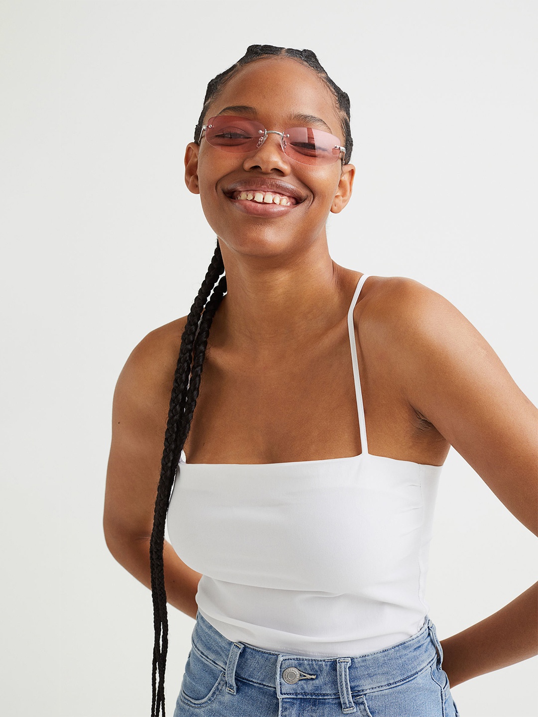 

H&M White Cropped Bandeau Top