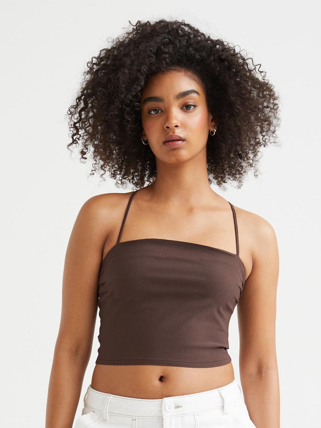 

H&M Women Brown Cropped Bandeau Top