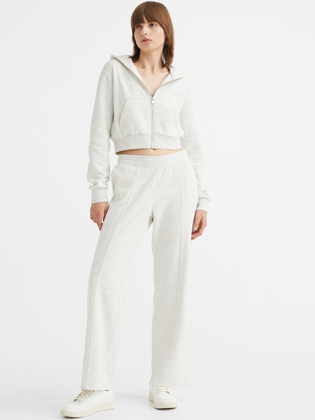 

H&M Women Grey Melange Straight Joggers