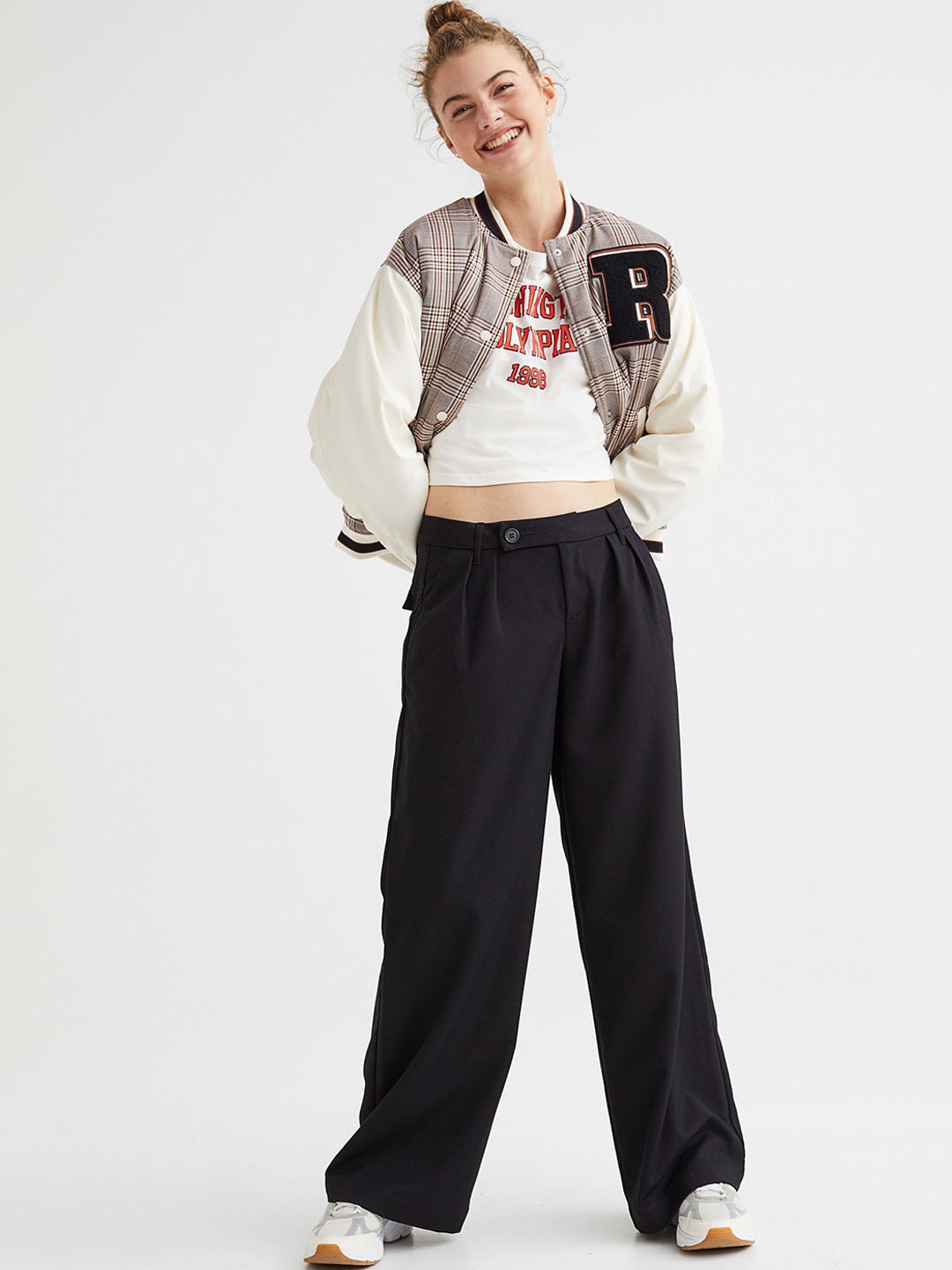 

H&M Women Black Tailored Regular fit Trousers
