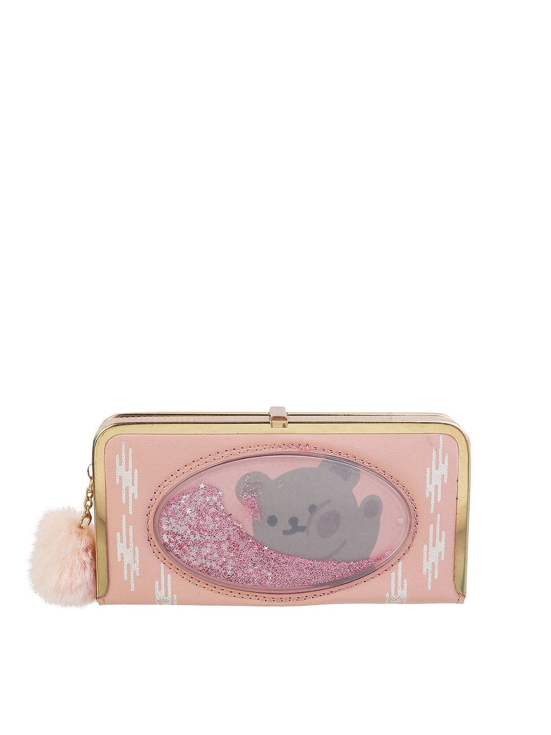 

WALKWAY by Metro Women Peach-Coloured & Grey Printed Box Clutch