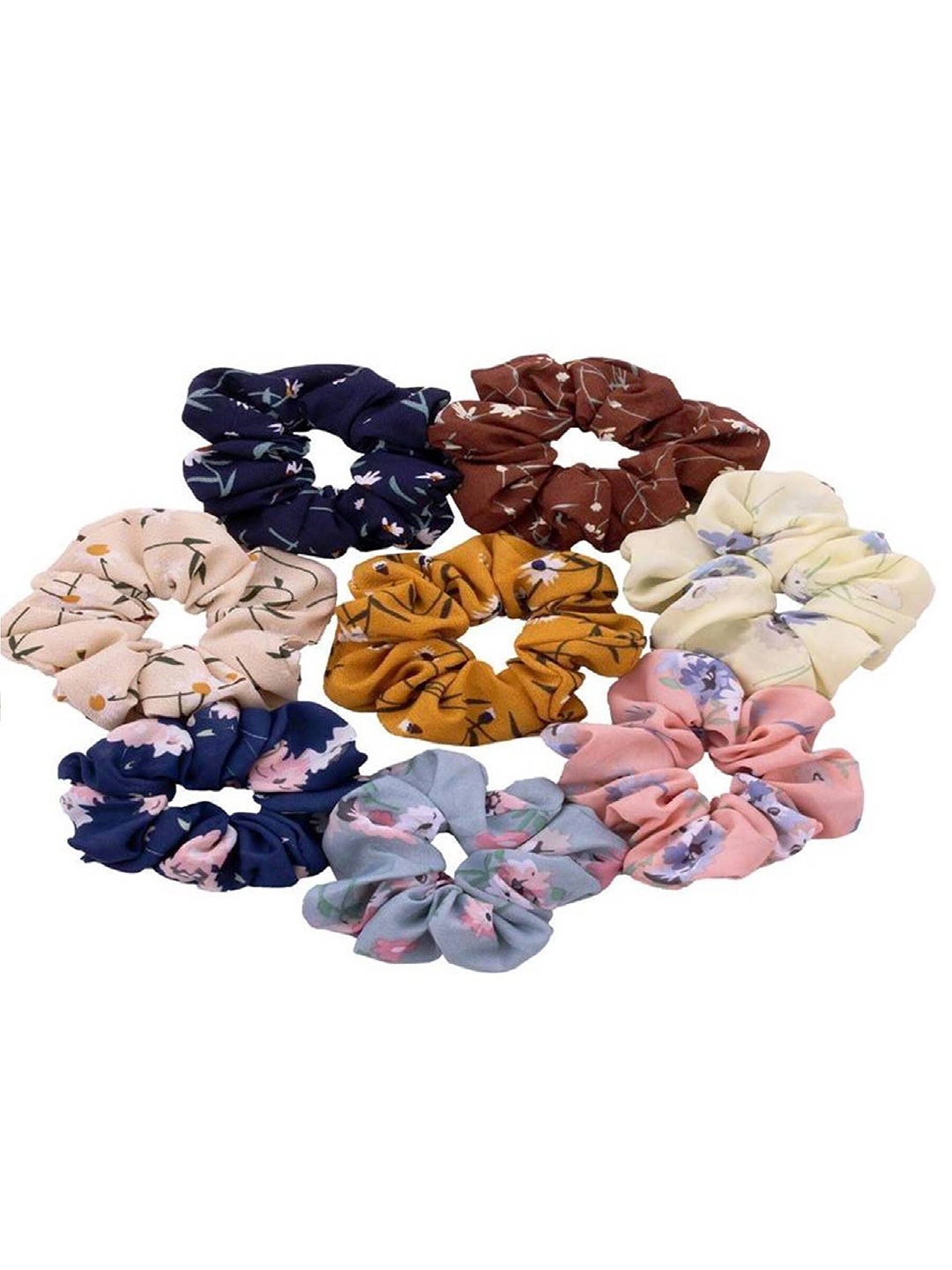 

DIAN Assorted Pack of 8 Printed Hair Scrunchies, Navy blue