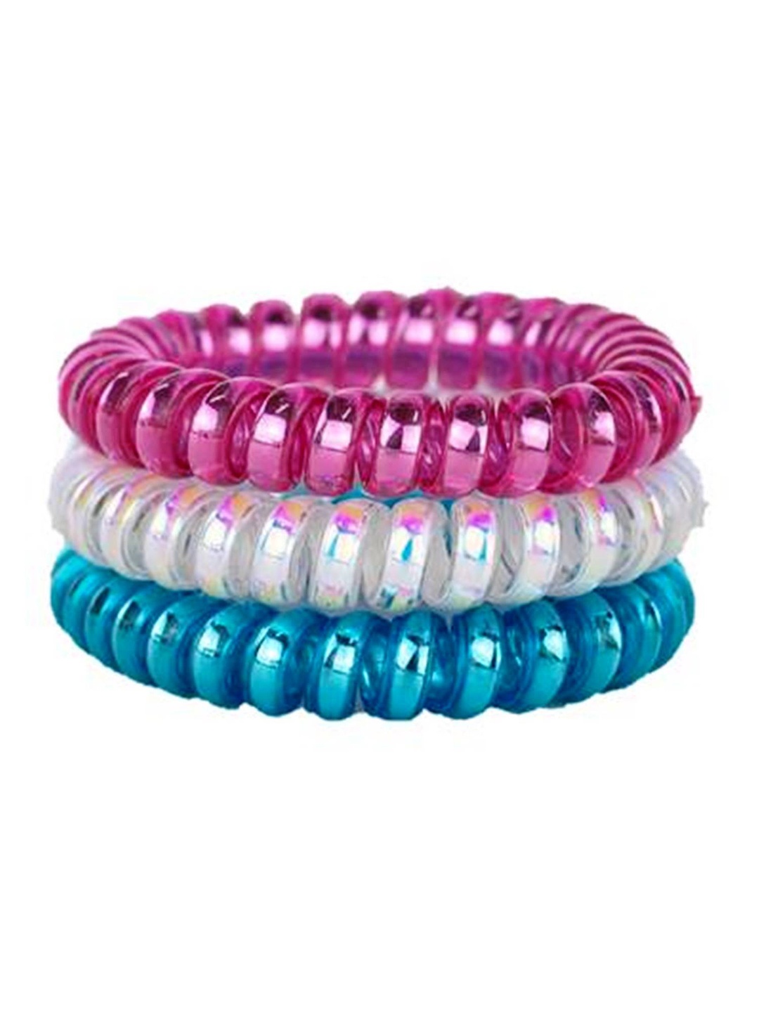 

DIAN Women Set of 3 Multicoloured Spiral Ponytail Holders, Red