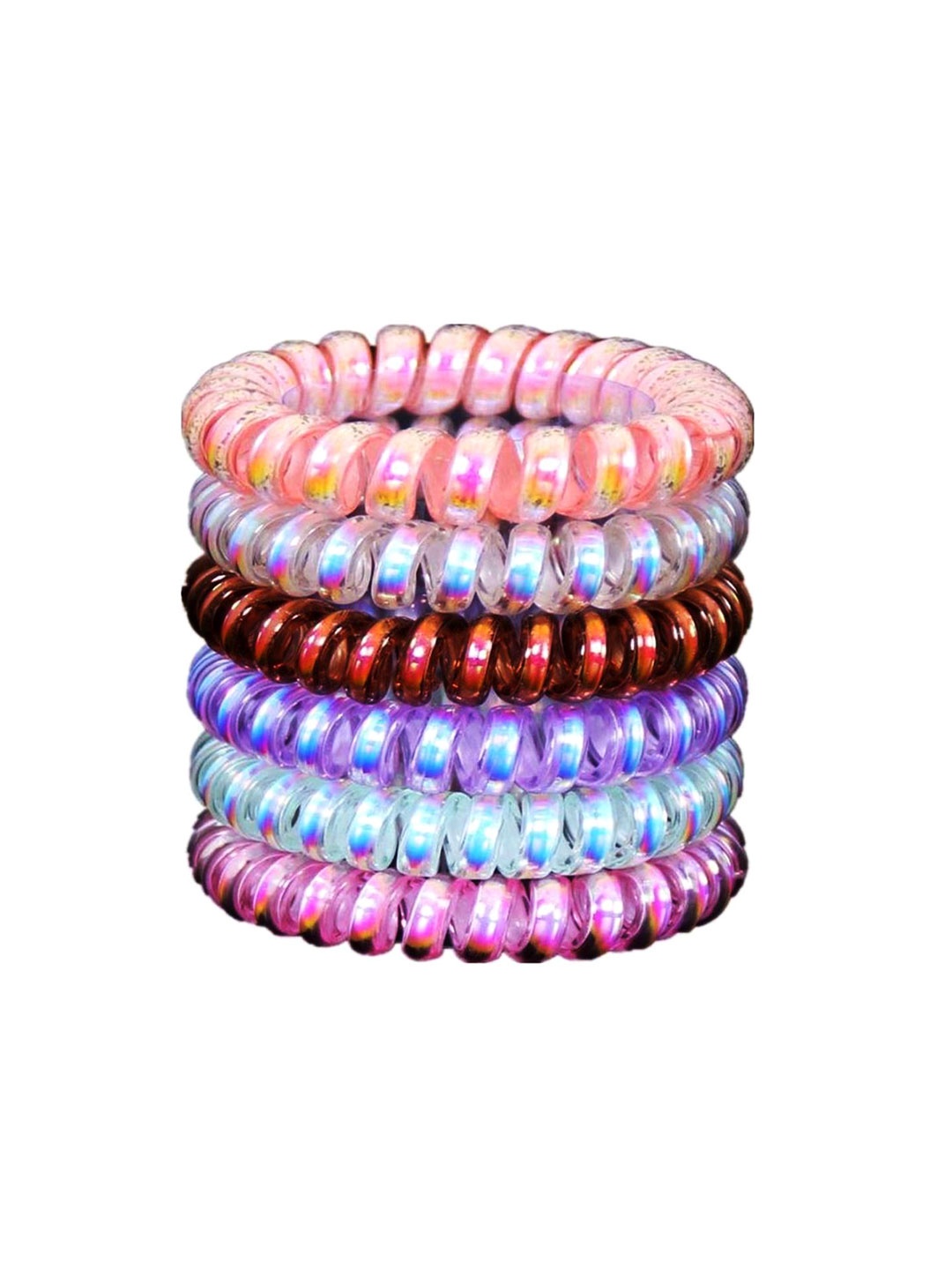 

DIAN Women Multicoloured Set of 6 Spiral Ponytail Holders, Multi