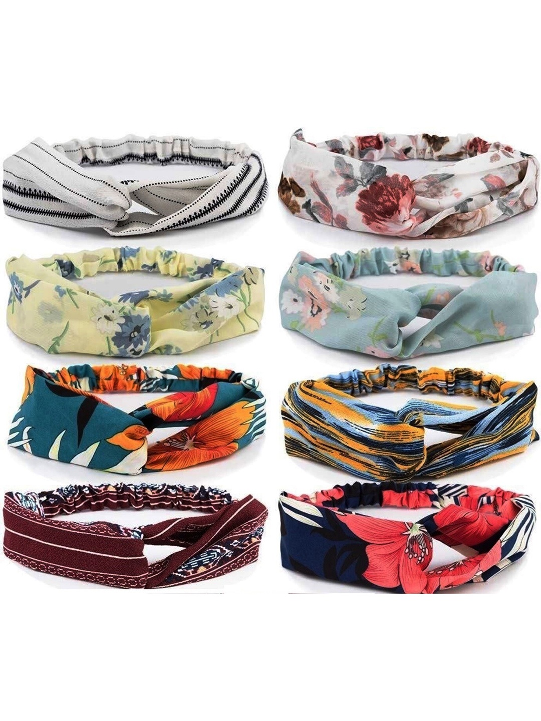 

DIAN Women Set of 8 Printed Hairband, White