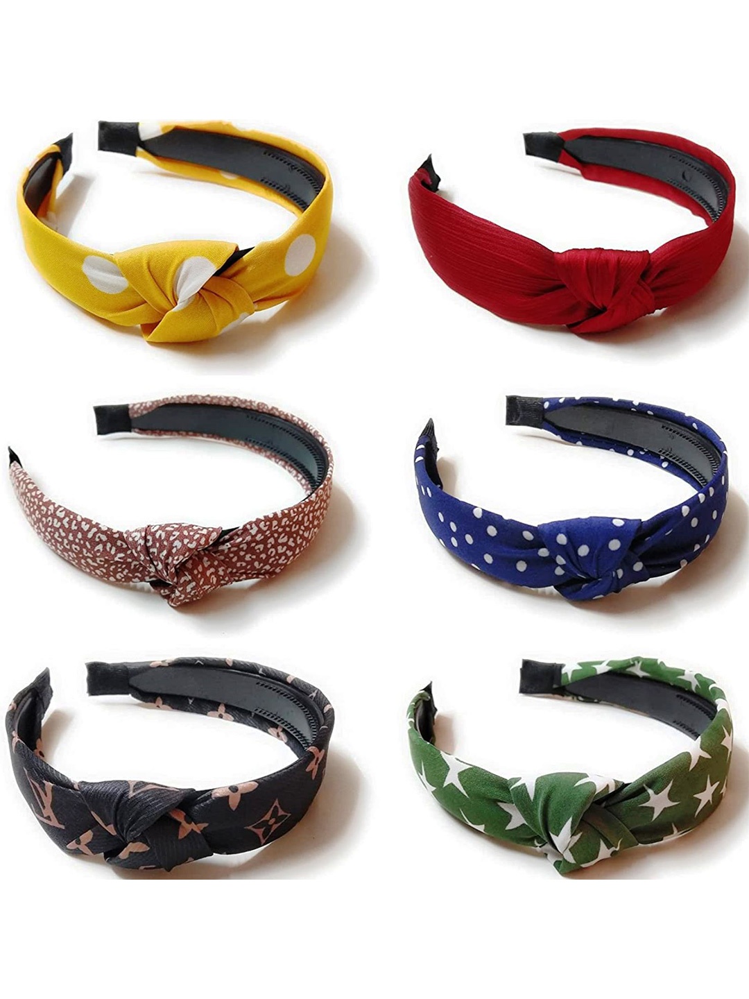 

DIAN Women Set of 6 Printed Knot Hairband, White