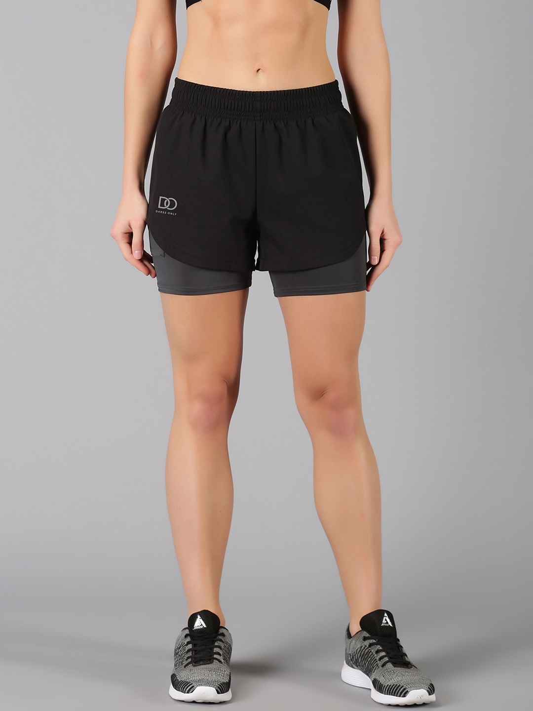 

The Short Store Women Black Slim Fit High-Rise Running Sports Shorts