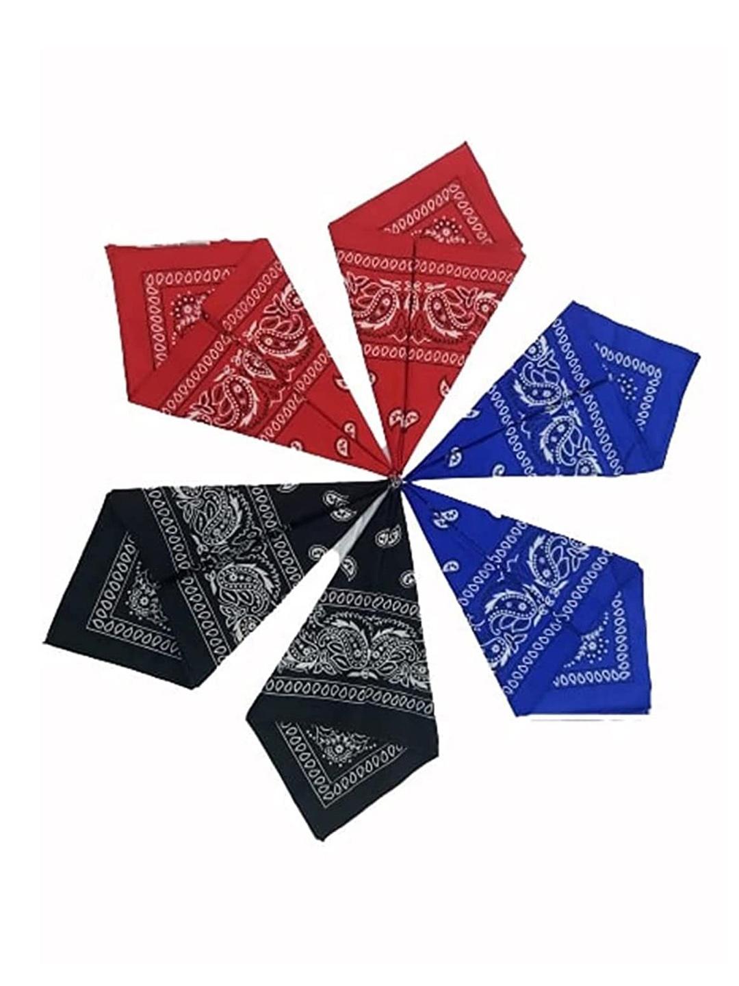 

Aadikart Pack Of 6 Paisley Printed Cotton Bandanas, Black