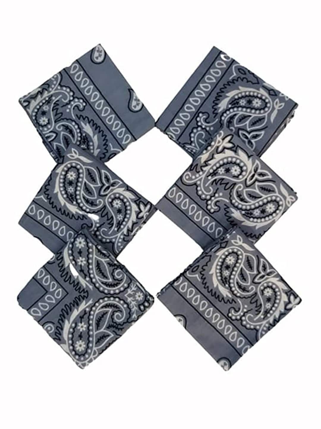 

Aadikart Pack Of 6 Paisley Printed Cotton Headband, Grey