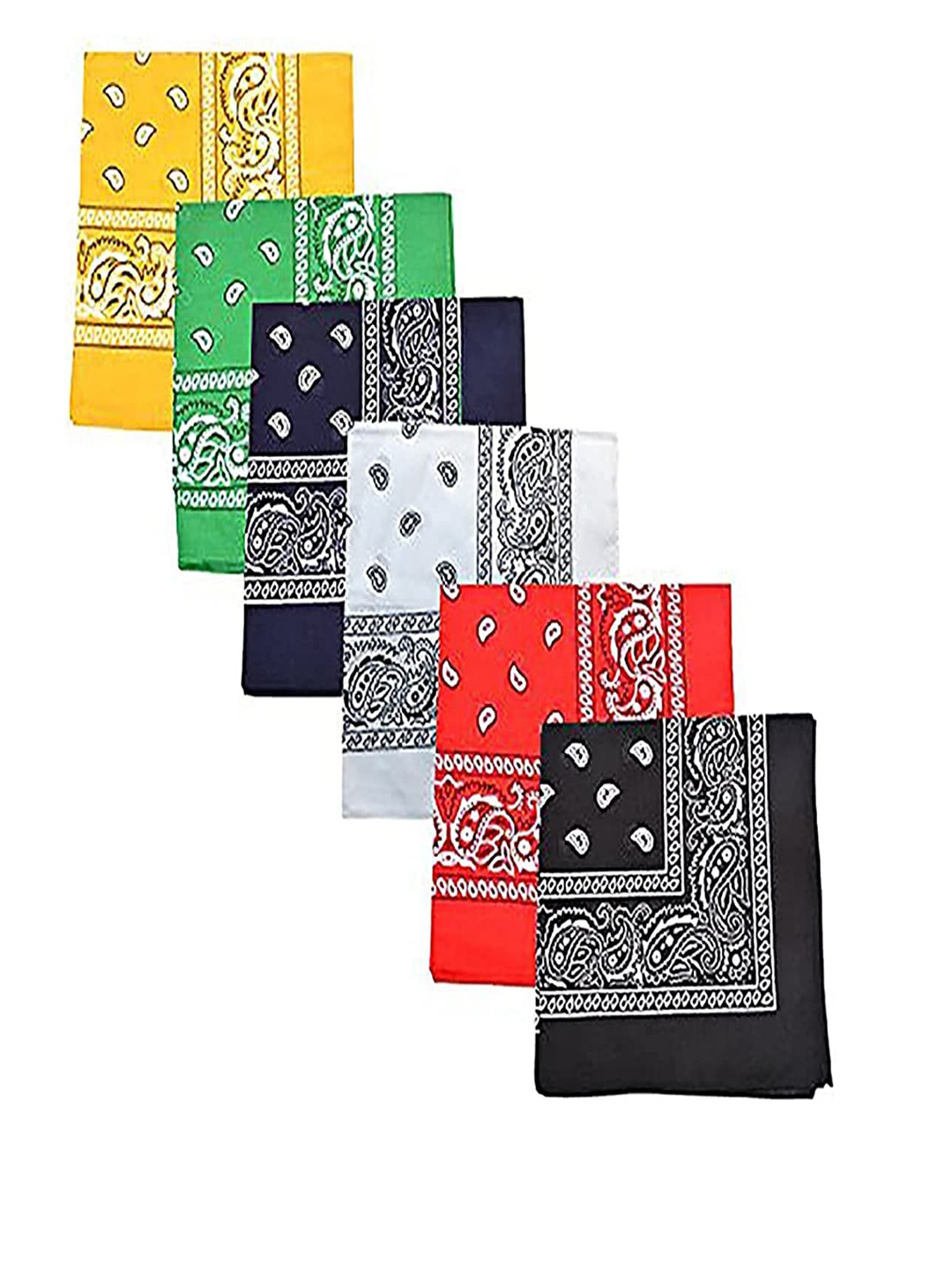 

Aadikart Pack Of 6 Paisley Printed Cotton Headband, Yellow