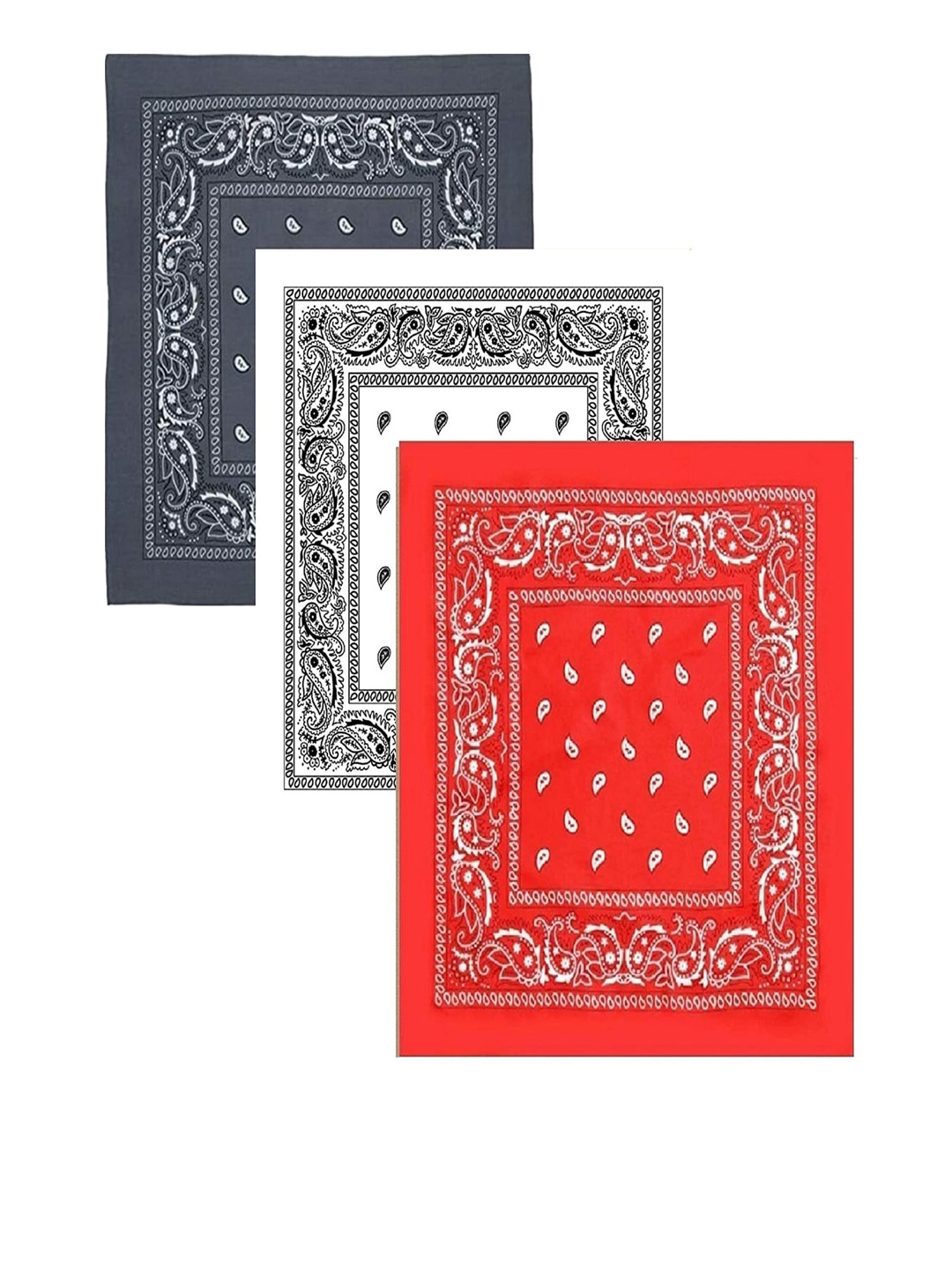 

Aadikart Unisex Pack Of 3 Grey & Red Printed Cotton Bandana