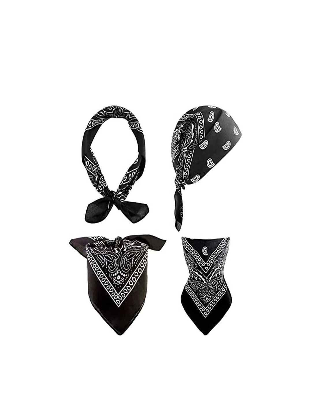 

Aadikart Set of 3 Black Paisley Cotton Bandana