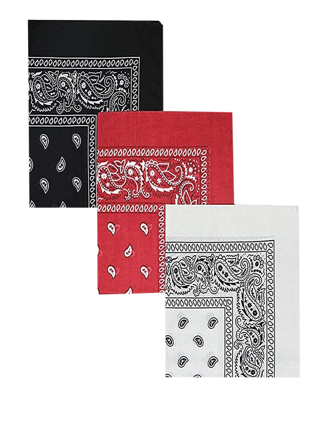 

Aadikart Adults Pack of 3 Printed Cotton Bandanas, Red