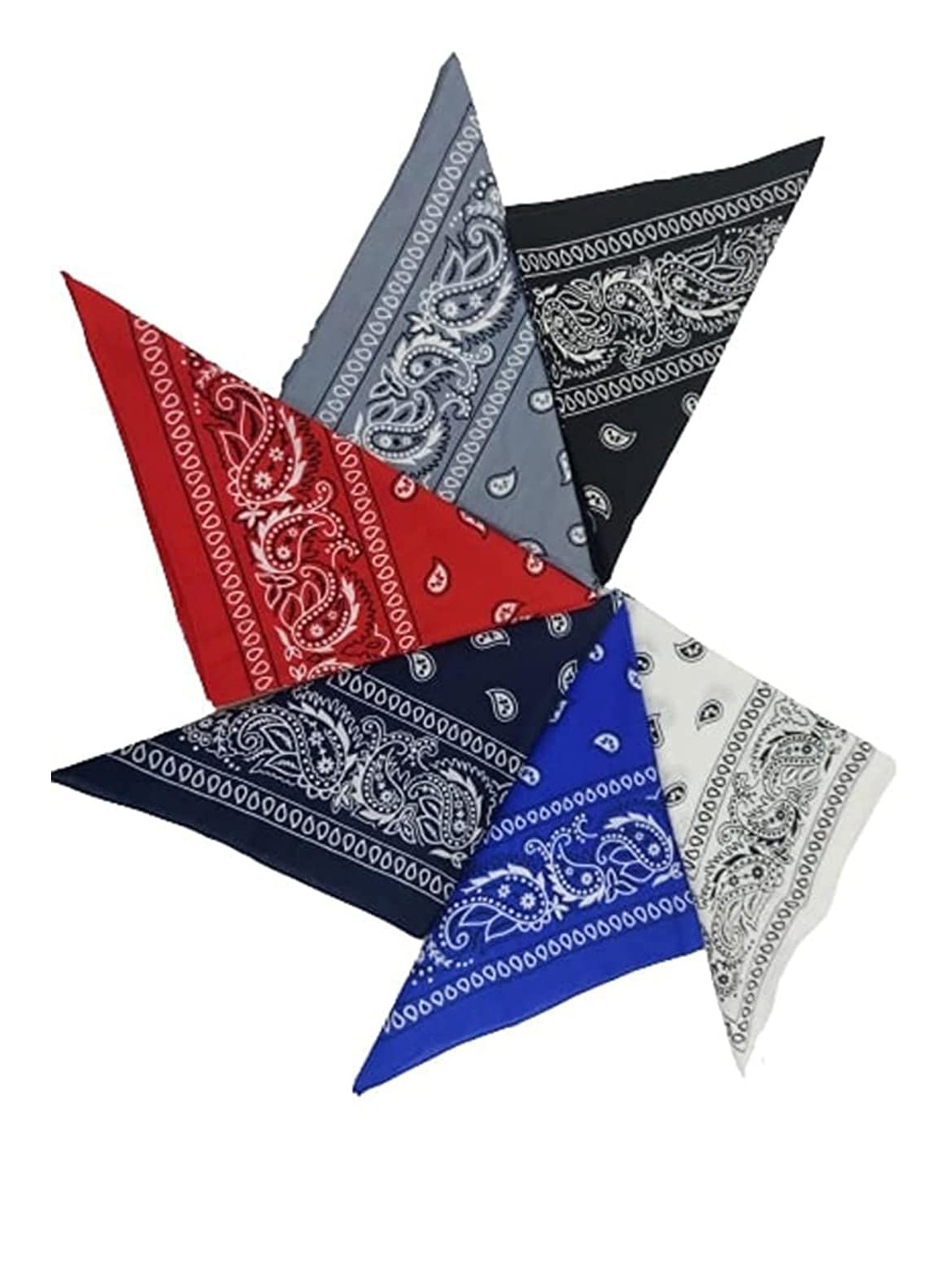 

Aadikart Pack Of 6 Black & Blue Printed Cotton Bandana, Multi