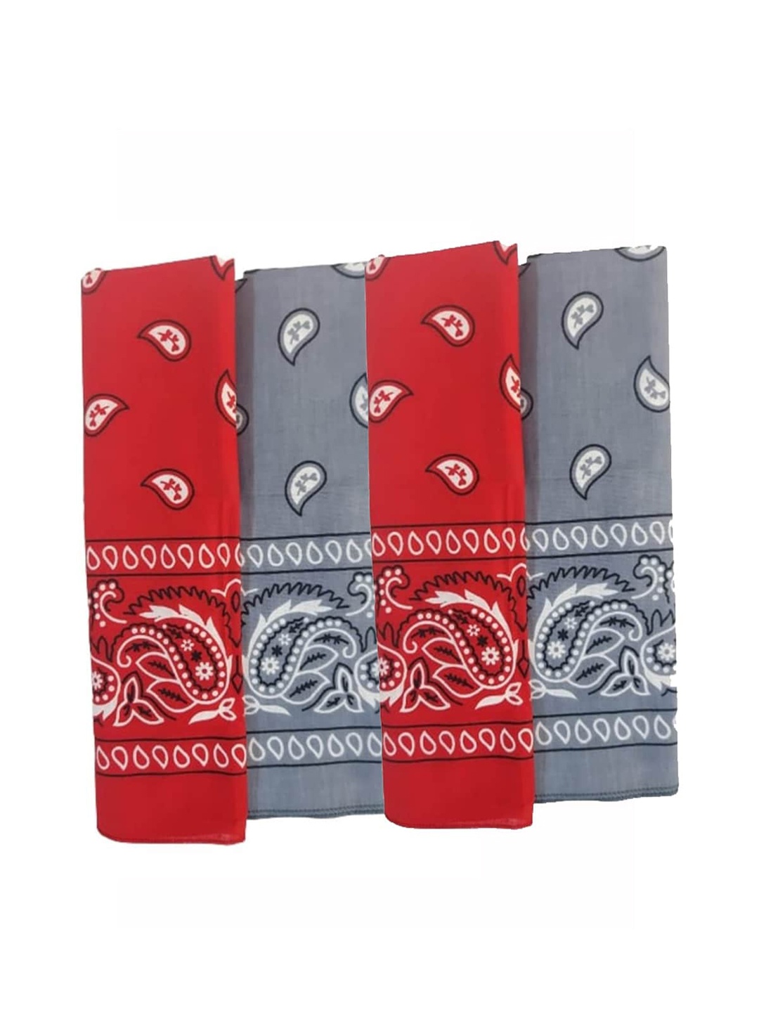 

Aadikart Unisex Pack of 4 Paisley Cotton Bandanas, Red