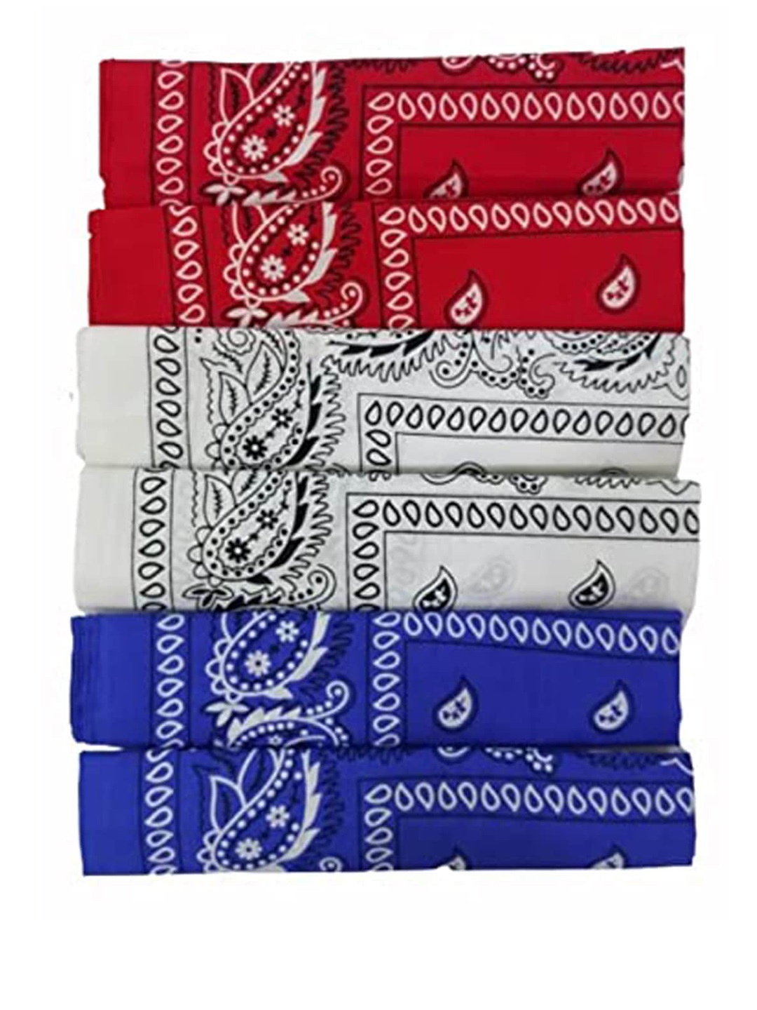 

Aadikart Pack of 6 Printed Cotton Bandanas, Red