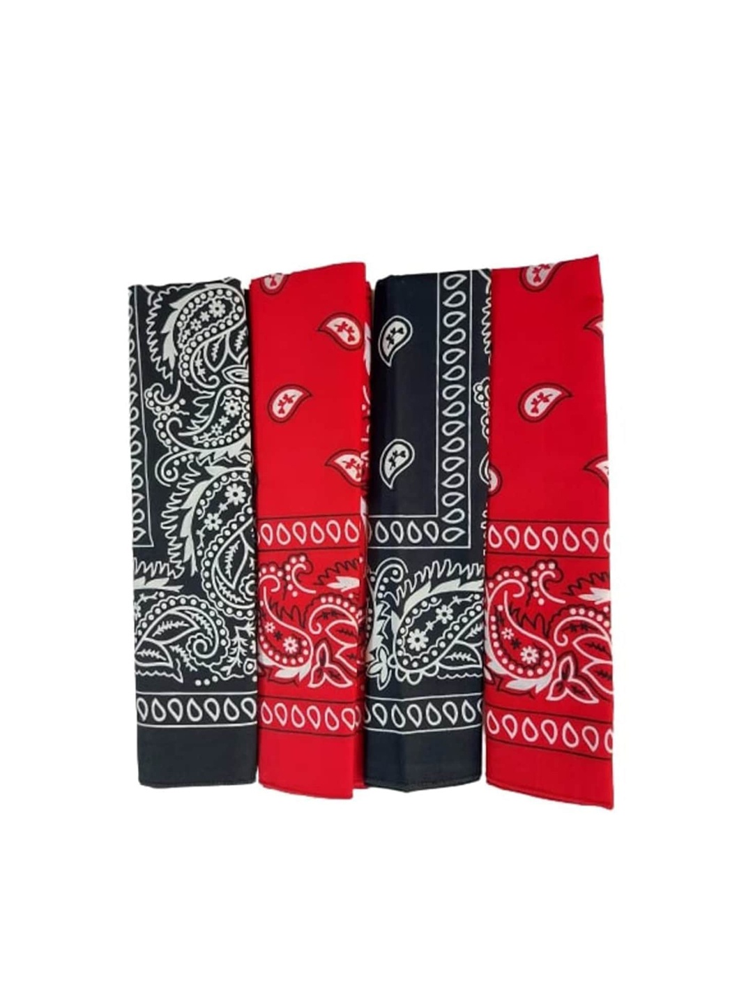 

Aadikart Set of 4 Paisley Cotton Bandana, Red
