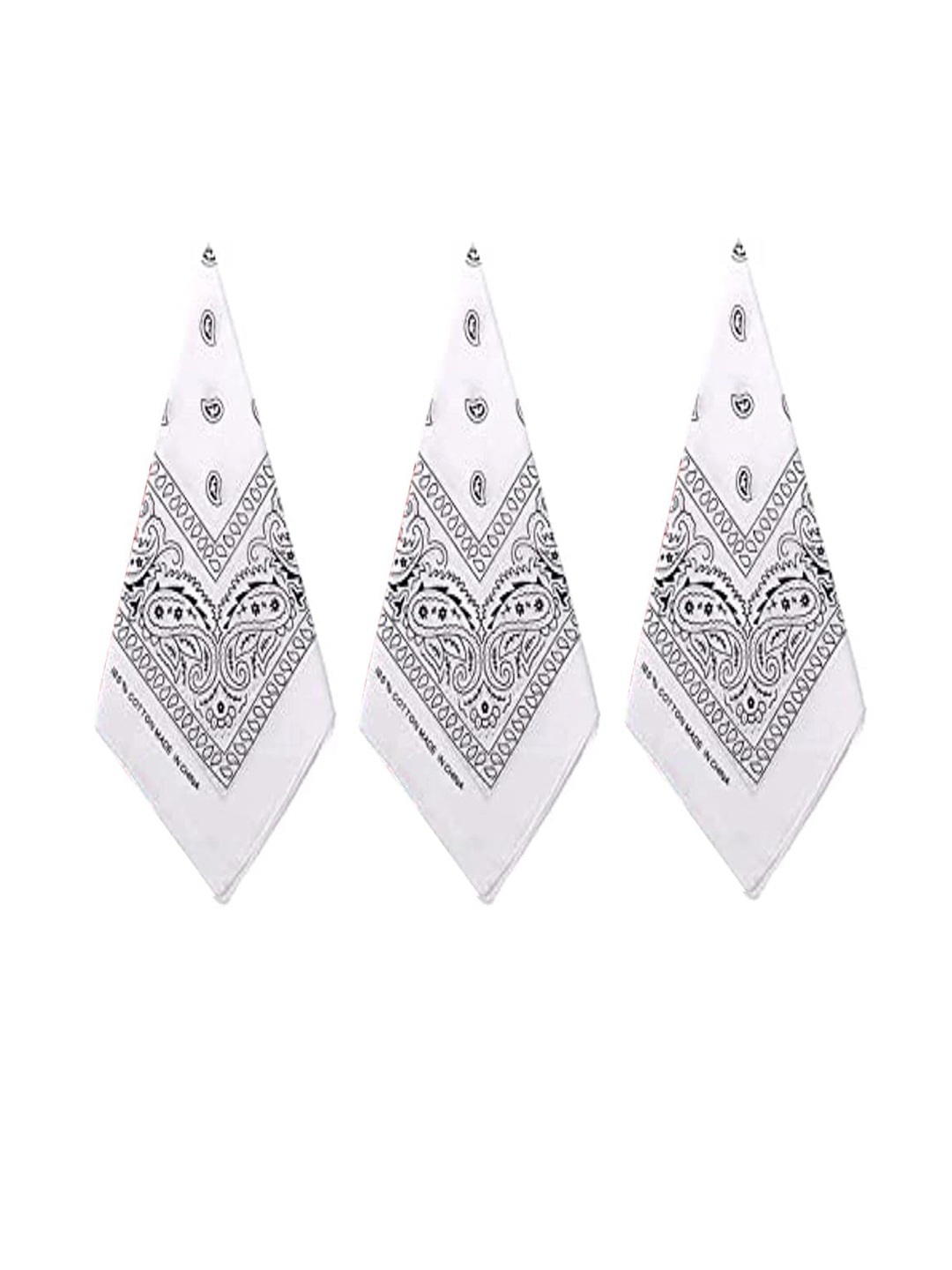 

Aadikart Unisex White Pack of 3 Paisley Cotton Bandanas