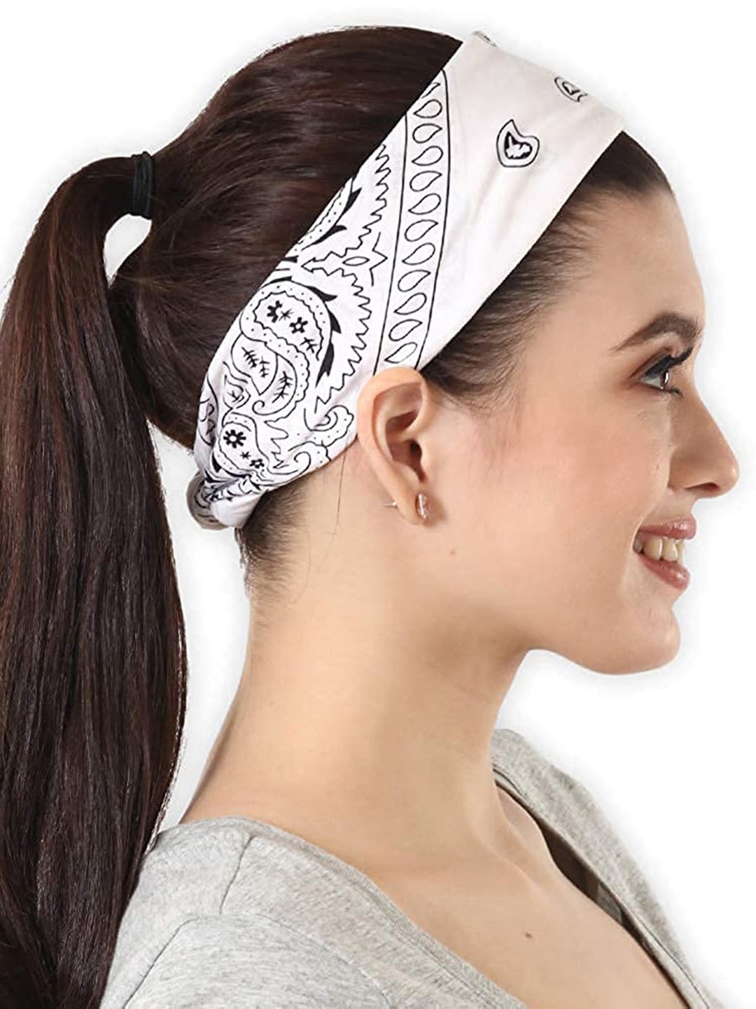 

Aadikart Unisex Pack of 4 Paisley Cotton Bandanas, White