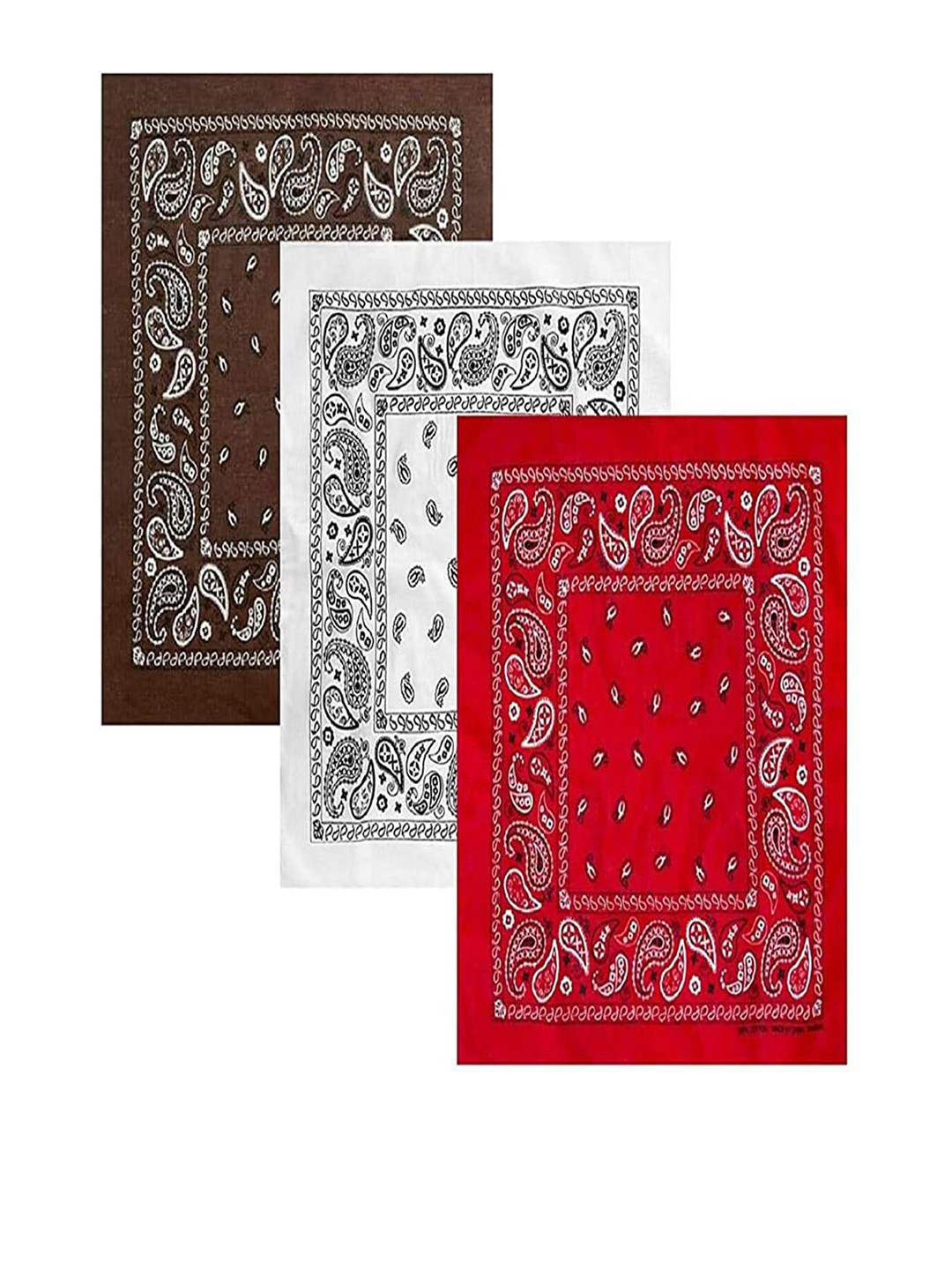 

Aadikart Adults Unisex Pack of 3 Paisley Printed Cotton Bandanas, Brown