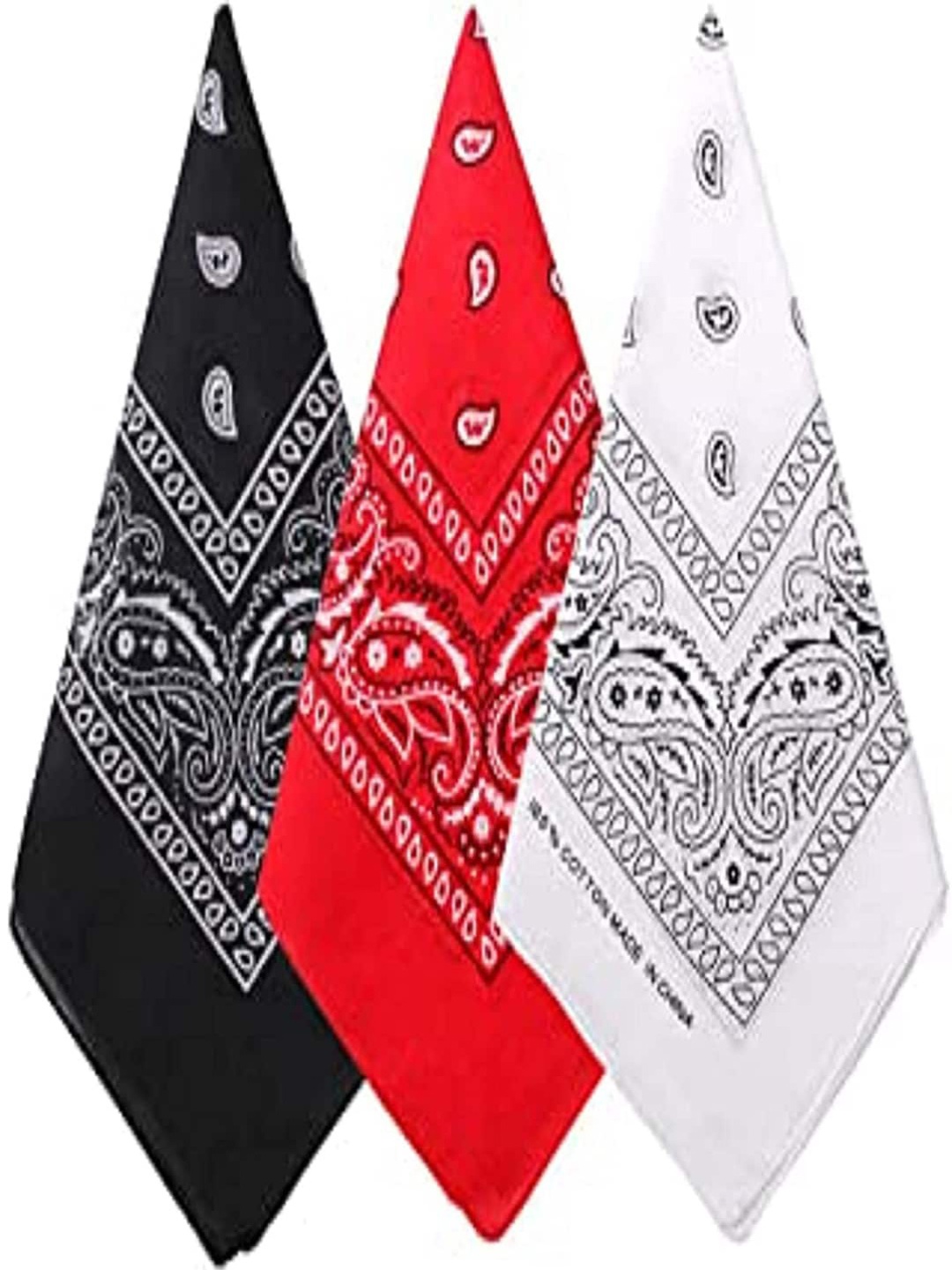 

Aadikart Pack of 3 Black and Red Printed Pure Cotton Bandana