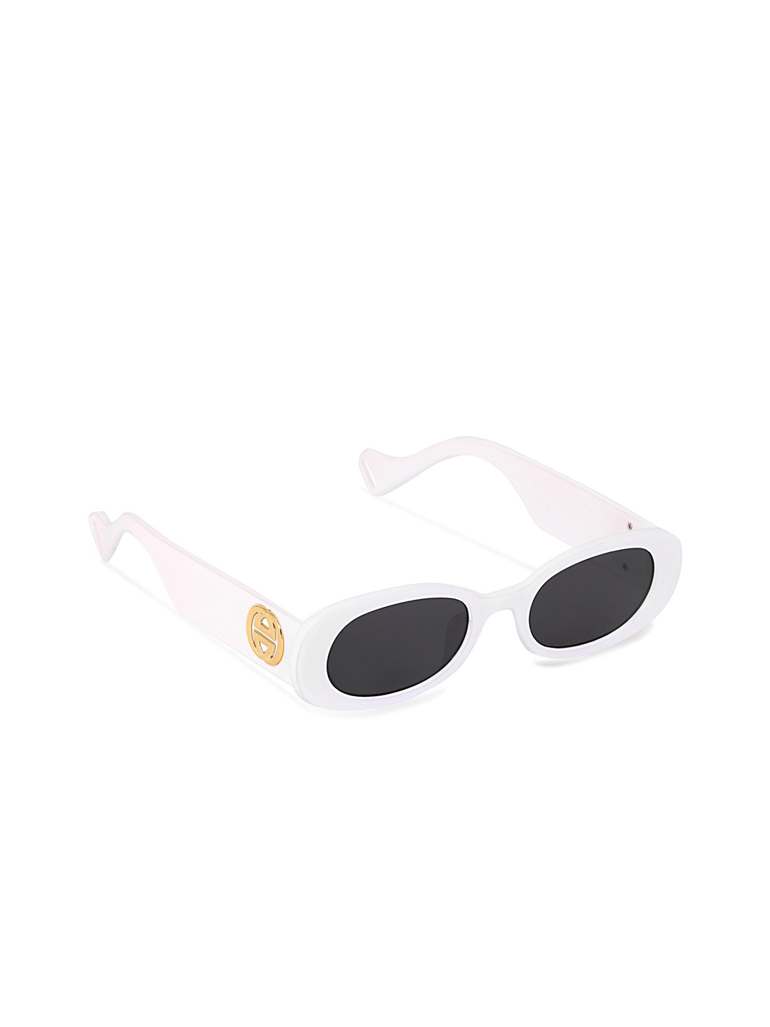 

Freddy Unisex Black Lens & White Oval Sunglasses with UV Protected Lens
