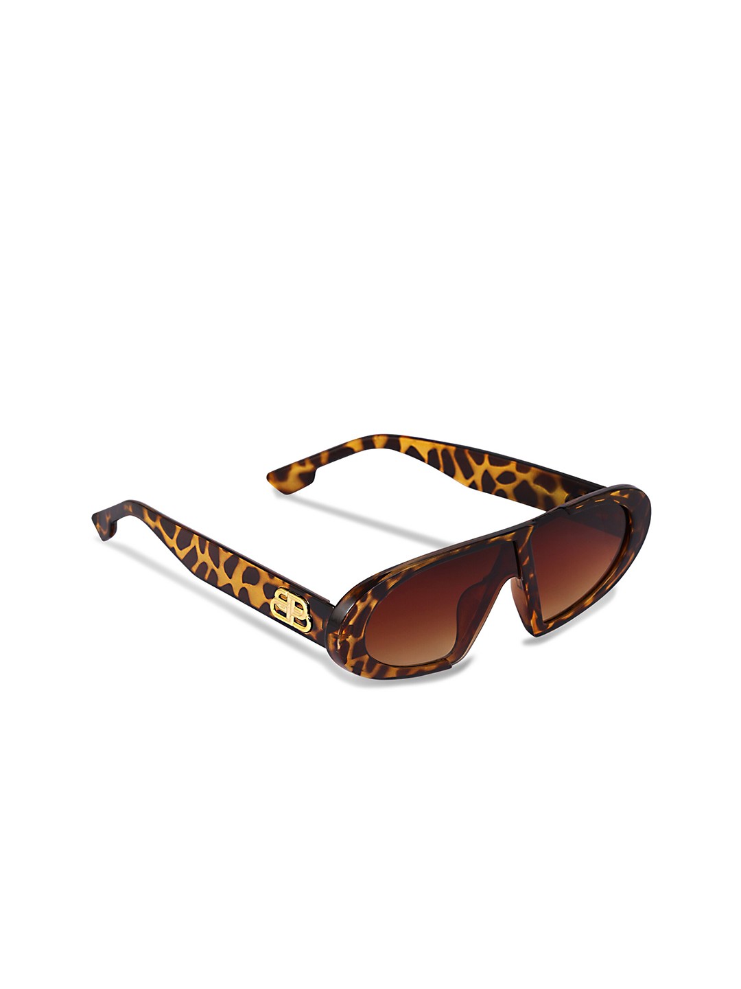 

Freddy Unisex Black Lens & Brown Leopard Print Rectangle Sunglasses with UV Protected Lens