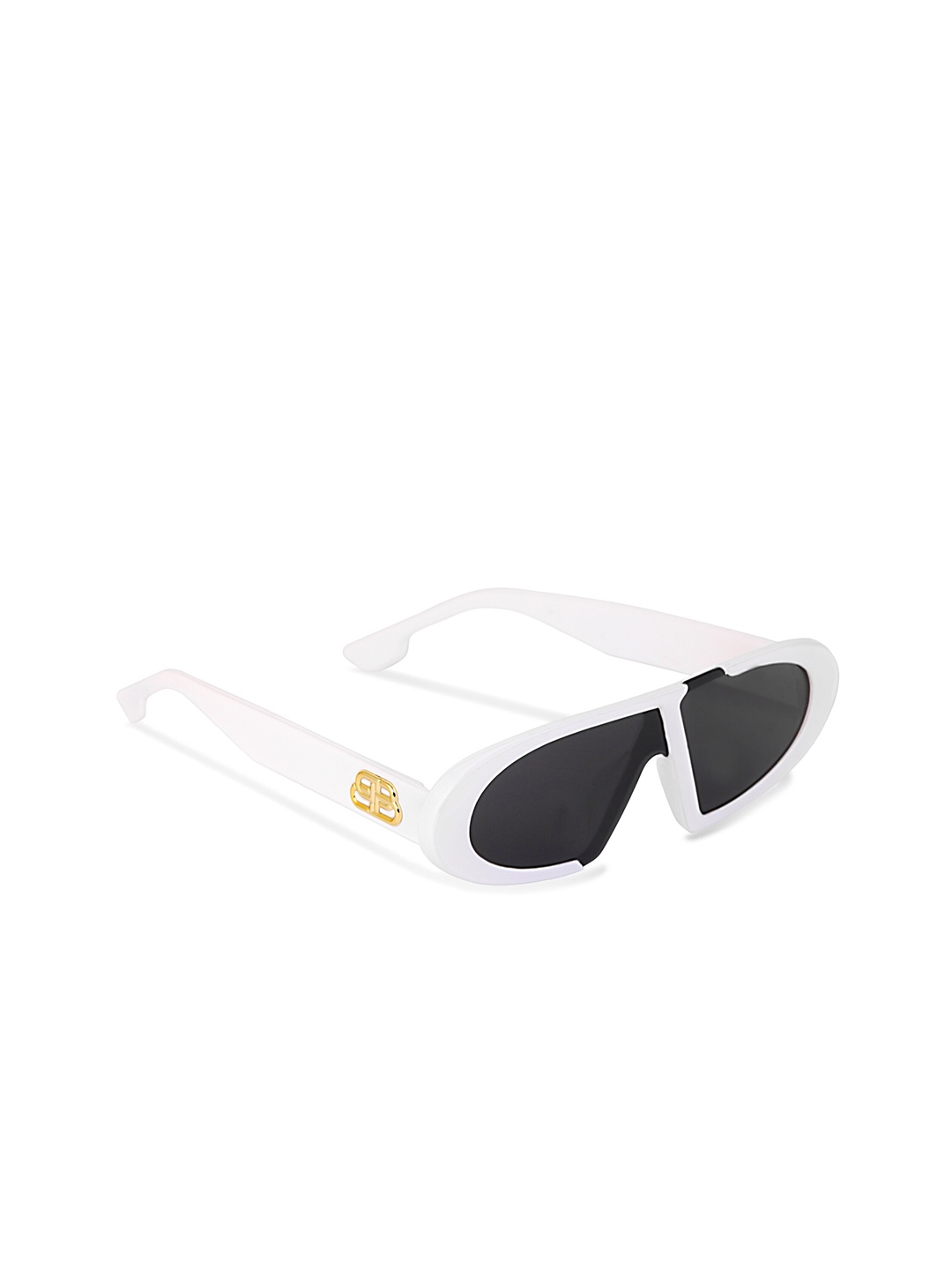 

Freddy Unisex Black Lens & White Oval Sunglasses with UV Protected Lens