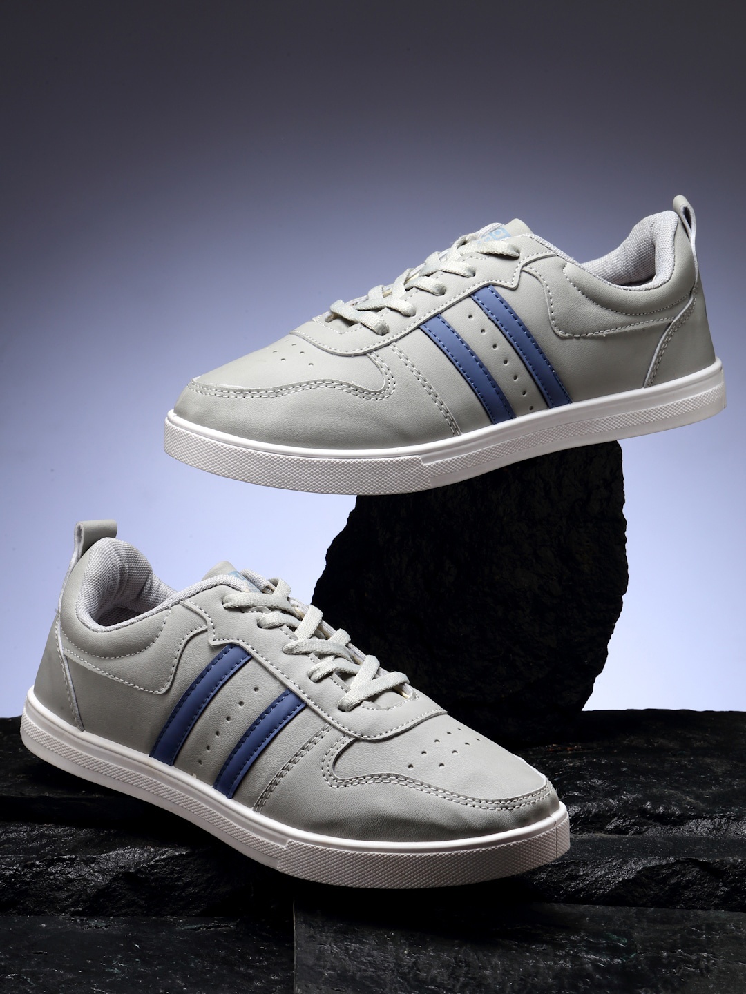 

ASIAN Men Grey Perforations Casual Sneakers