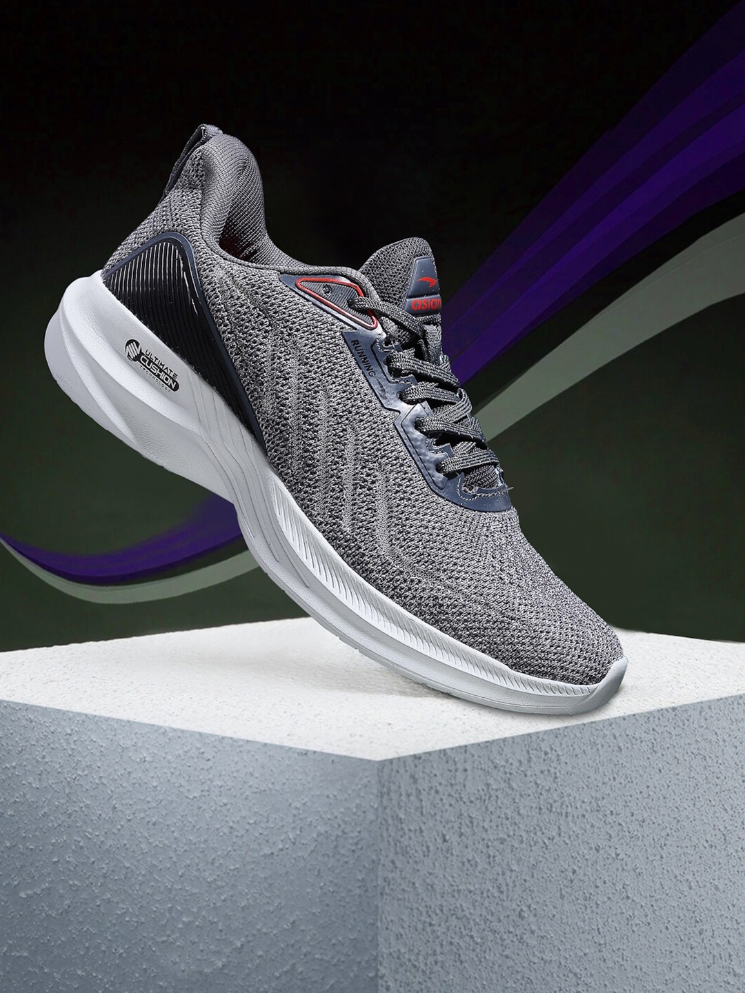 

ASIAN Men Grey Mesh Running Non-Marking Sports Shoes