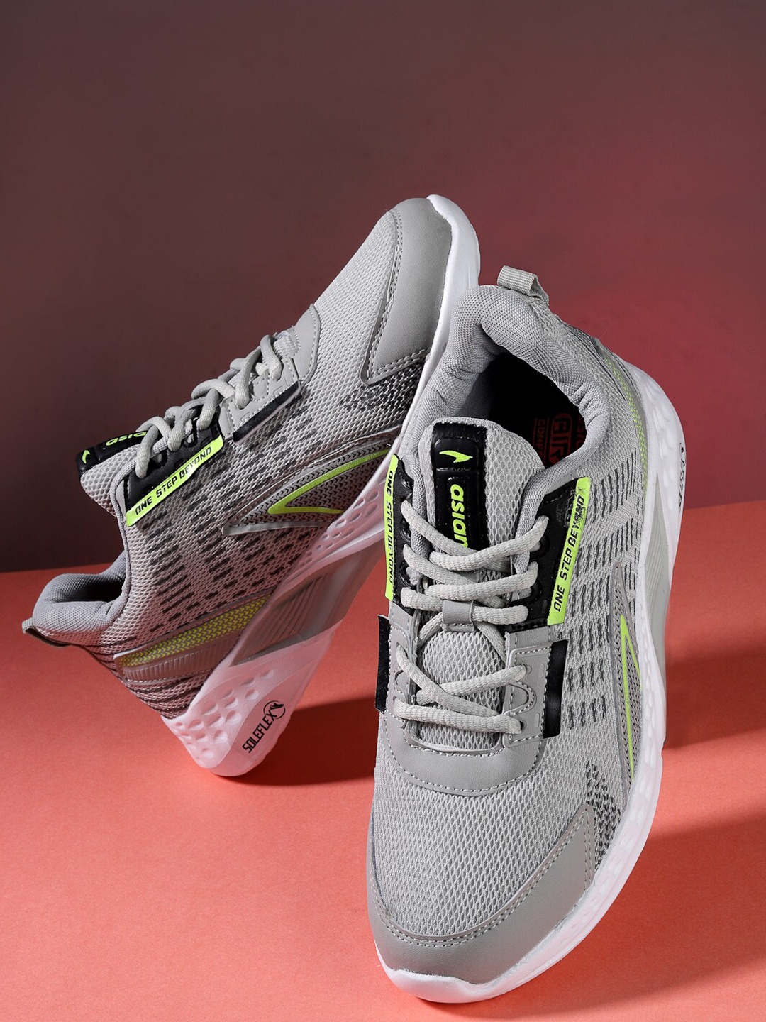 

ASIAN Men Grey Mesh Running Memory Foam Non-Marking Shoes