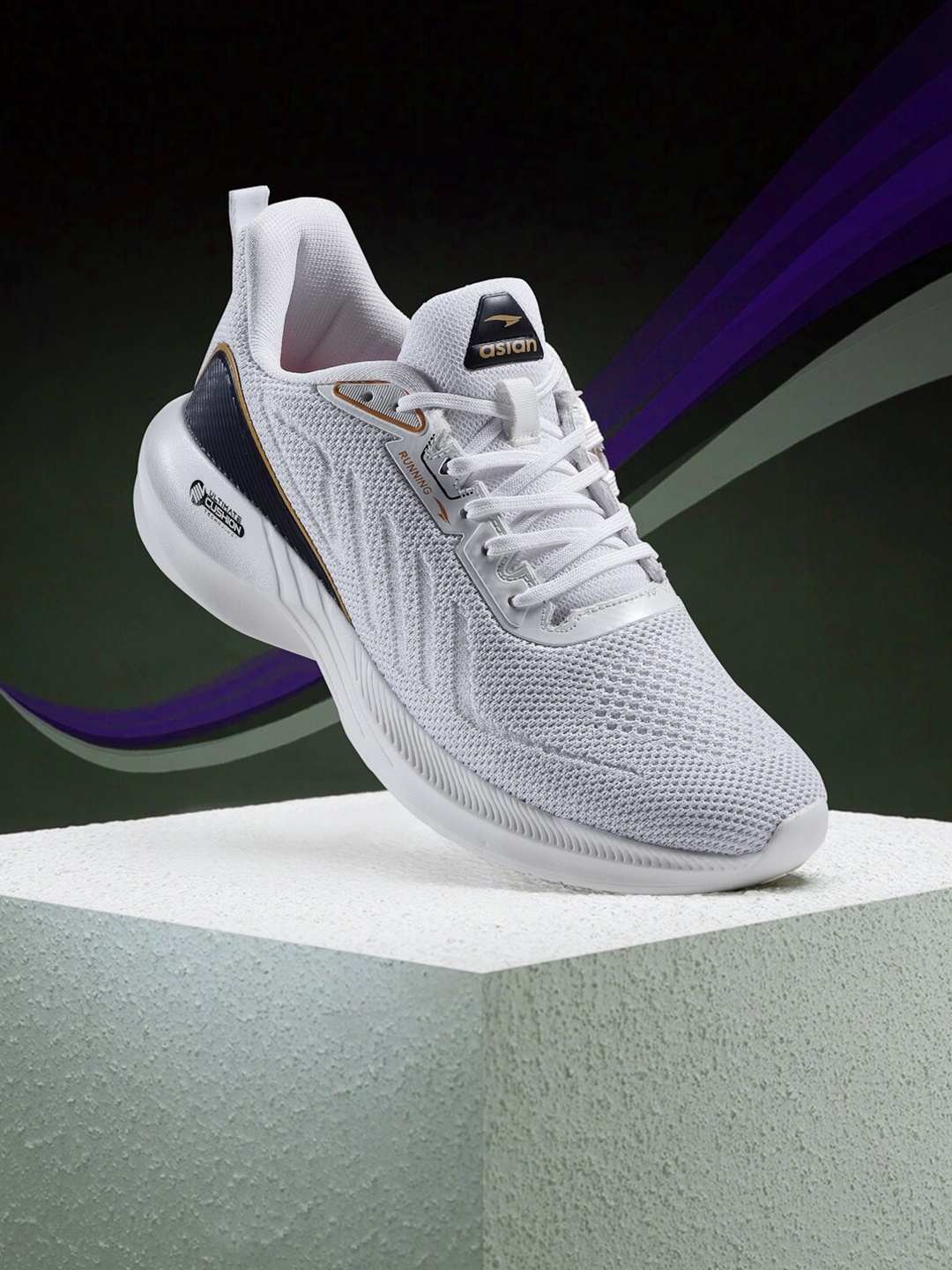 

ASIAN Men White Mesh Running Non-Marking Shoes
