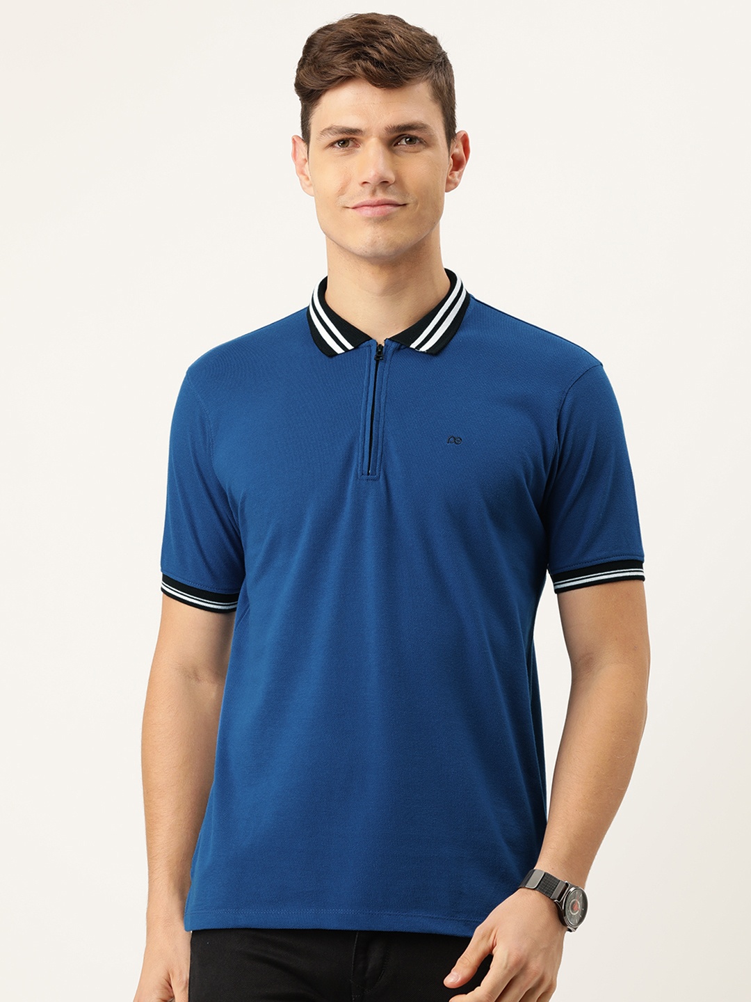 

Peter England Men Blue Polo Collar T-shirt