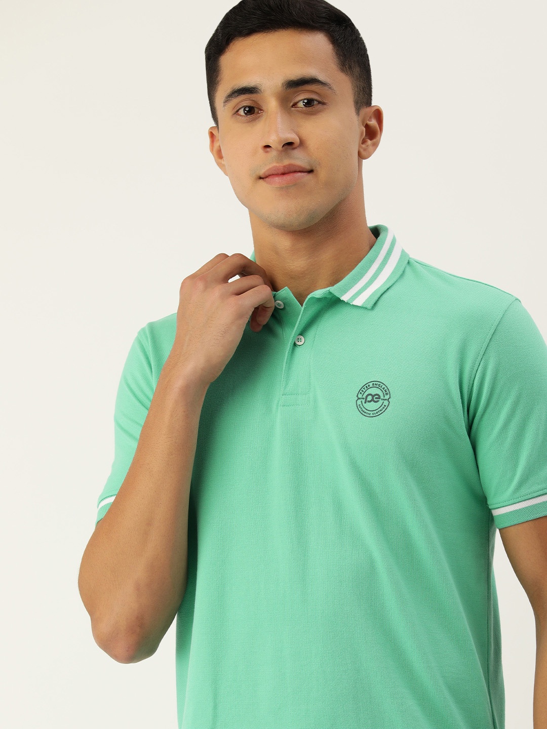 

Peter England Men Sea Green Polo Collar T-shirt