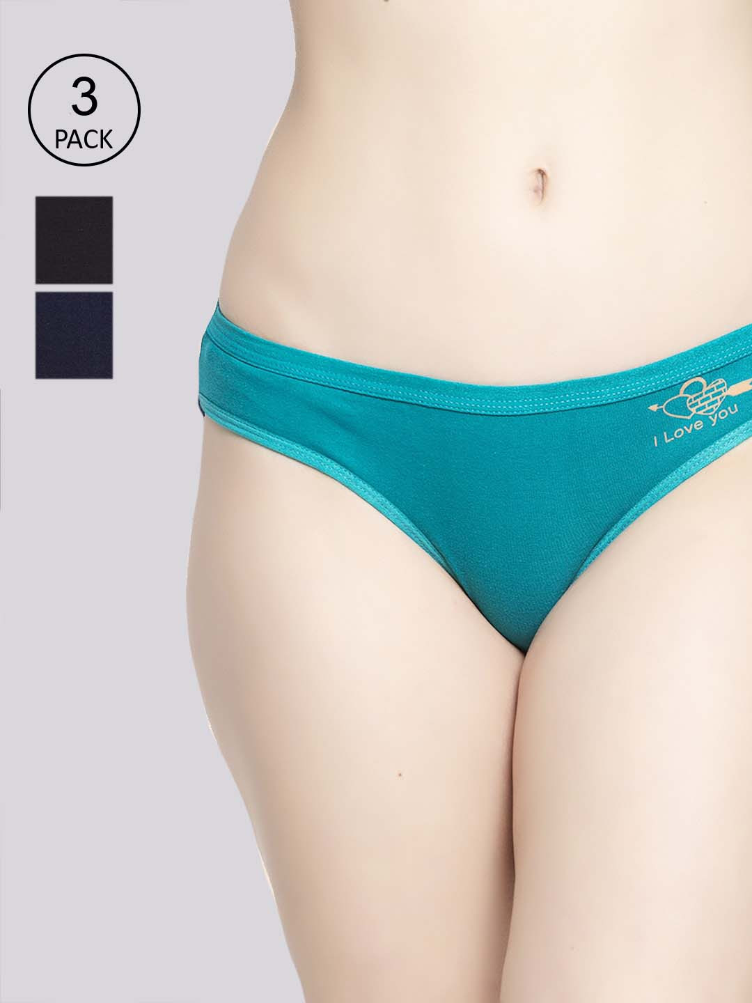 

GRACIT Women Pack Of 3 Solid Hipster Briefs, Black