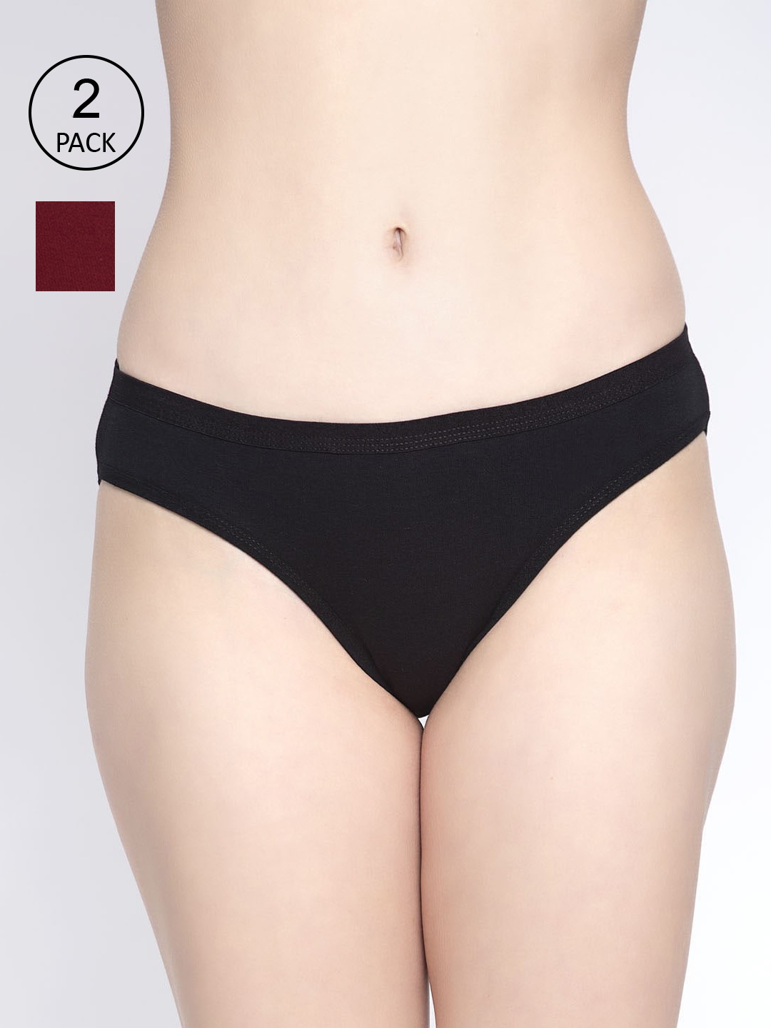 

GRACIT Pack Of 2 Solid Cotton Lycra Hipster Briefs LP35-01-14-S, Black