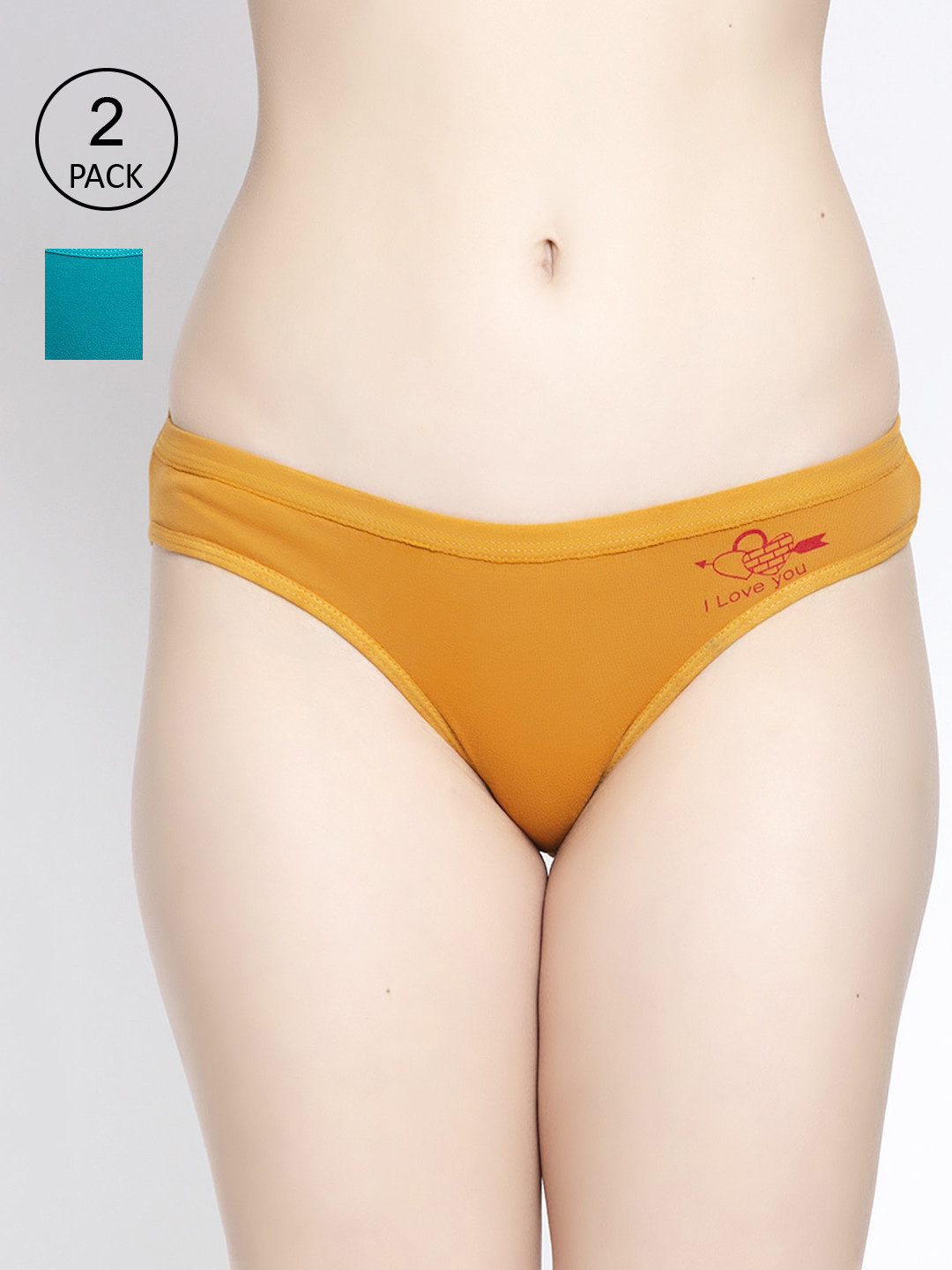 

GRACIT Women Pack of 2 Solid Hipster Briefs LP32-20-26-S-Turquiose::Gold, Turquoise blue