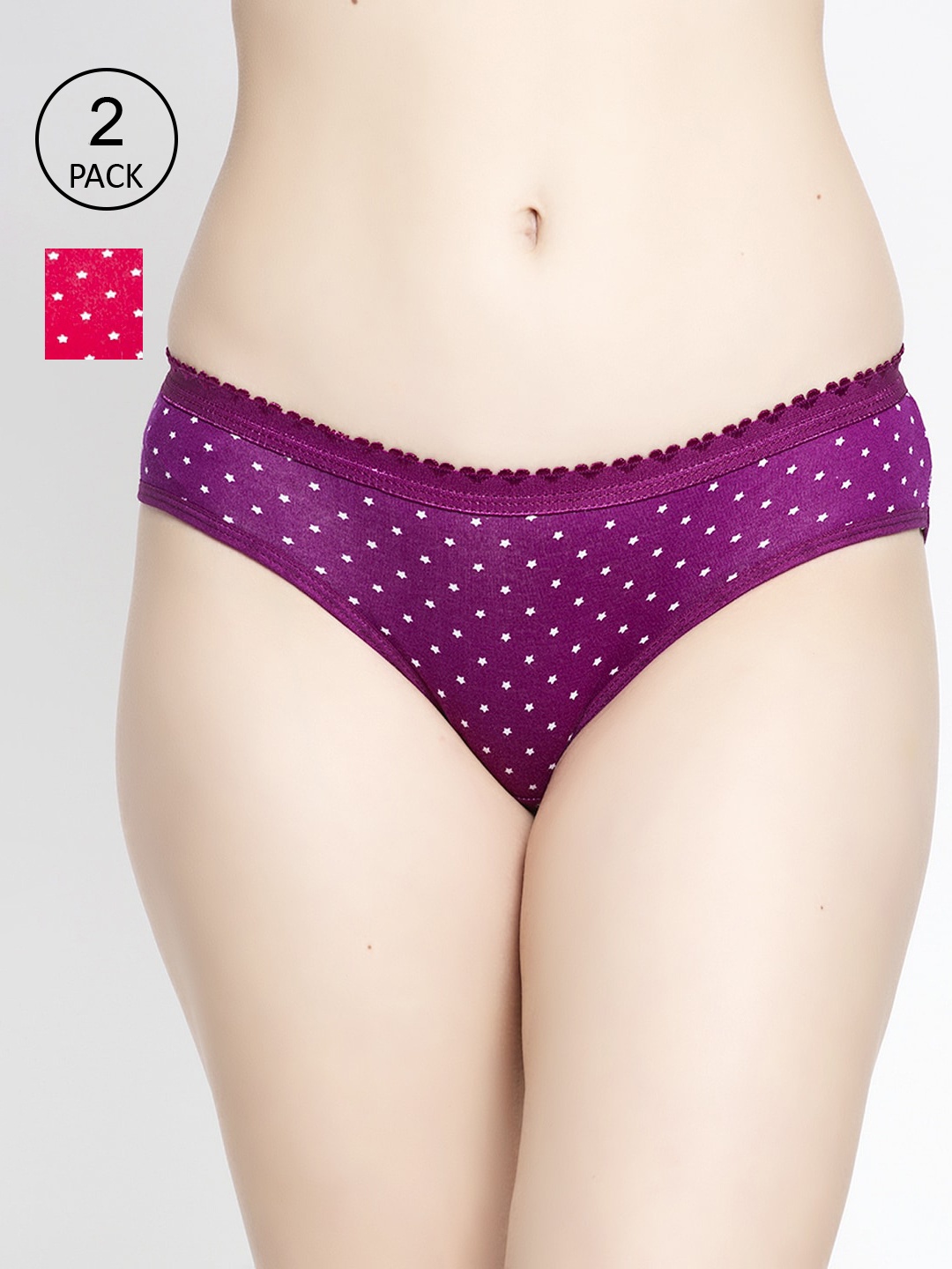 

GRACIT Women Pack of 2 Printed Cotton Lycra Hipster Briefs LP26-07-16, Pink