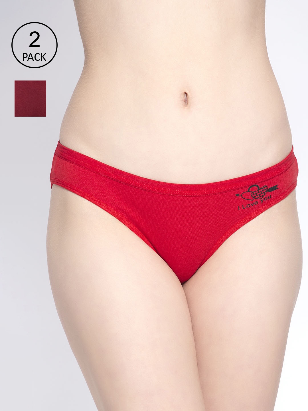 

GRACIT Women Pack of 2 Solid Briefs, Red