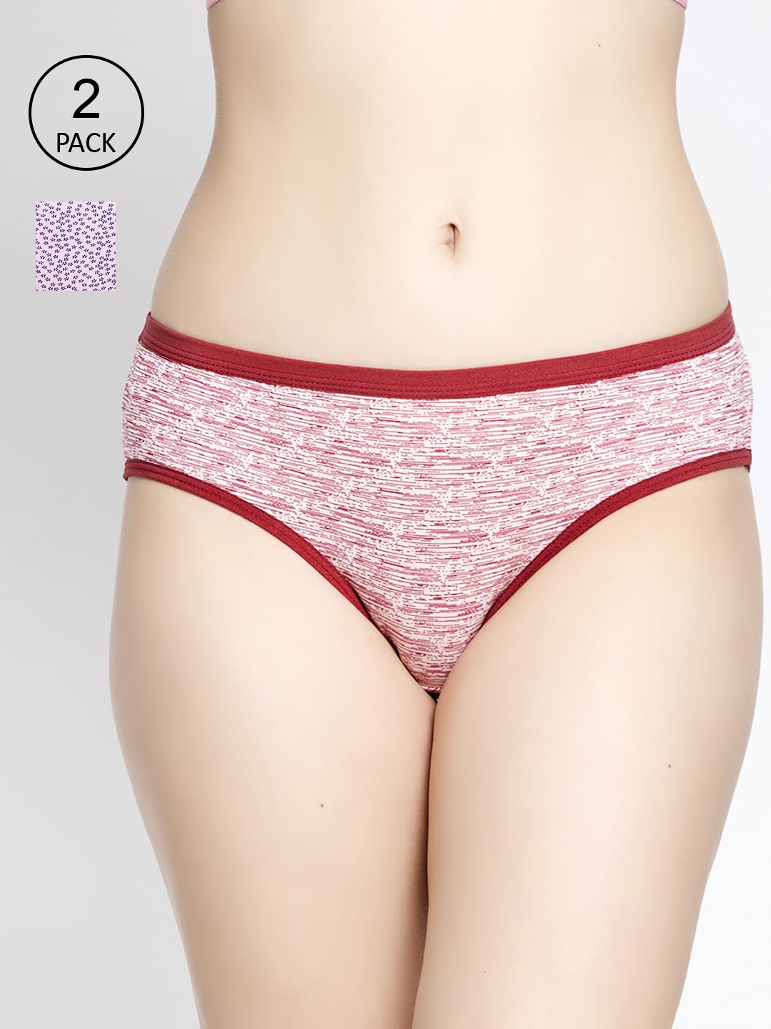 

GRACIT Women Pack of 2 Red & Pink Printed Briefs